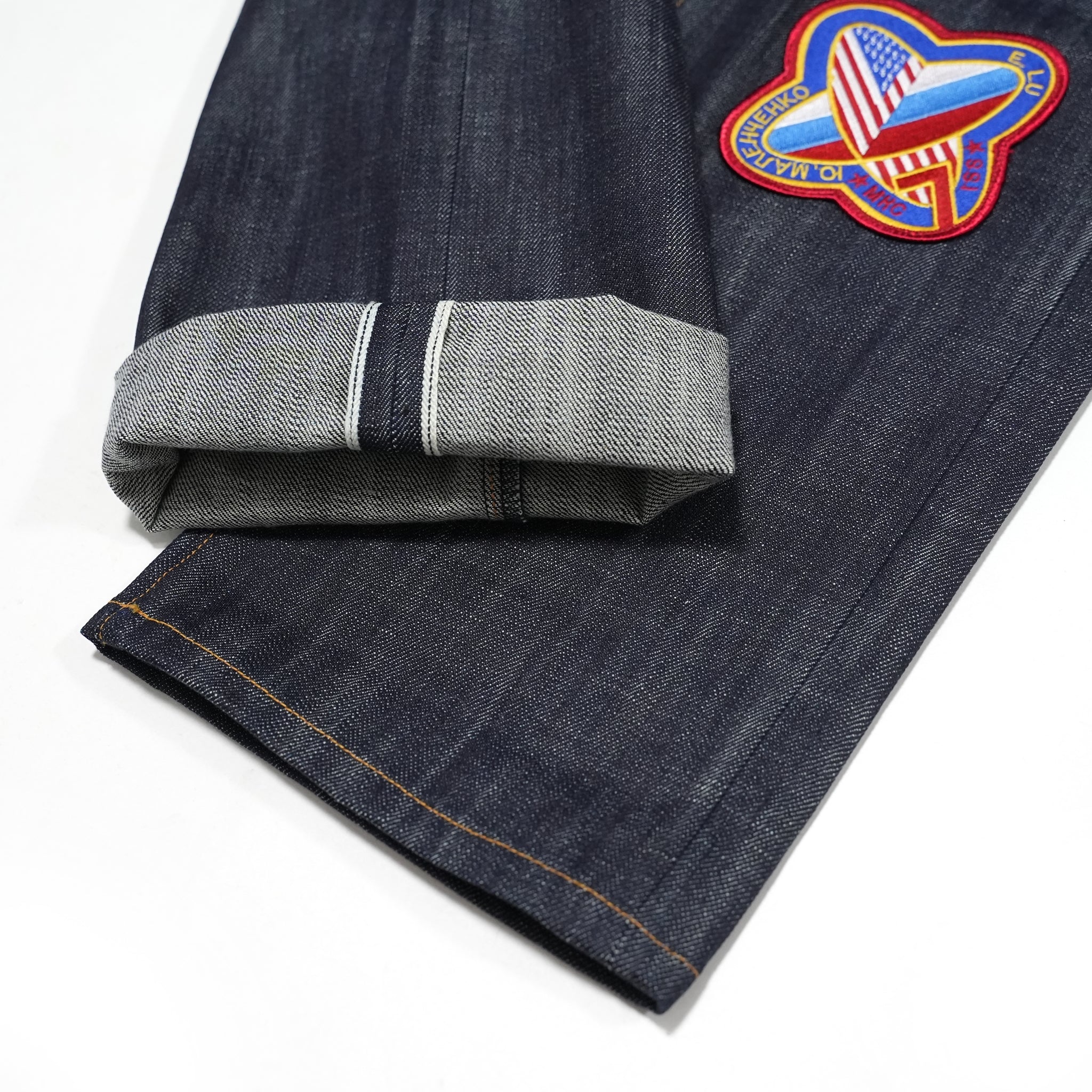 M31304 | Monitaly Xx Jeans W/ Avocado Embroidery And Patches | Color:Cone Ds Selvage Denim【MONITALY_モニタリー】