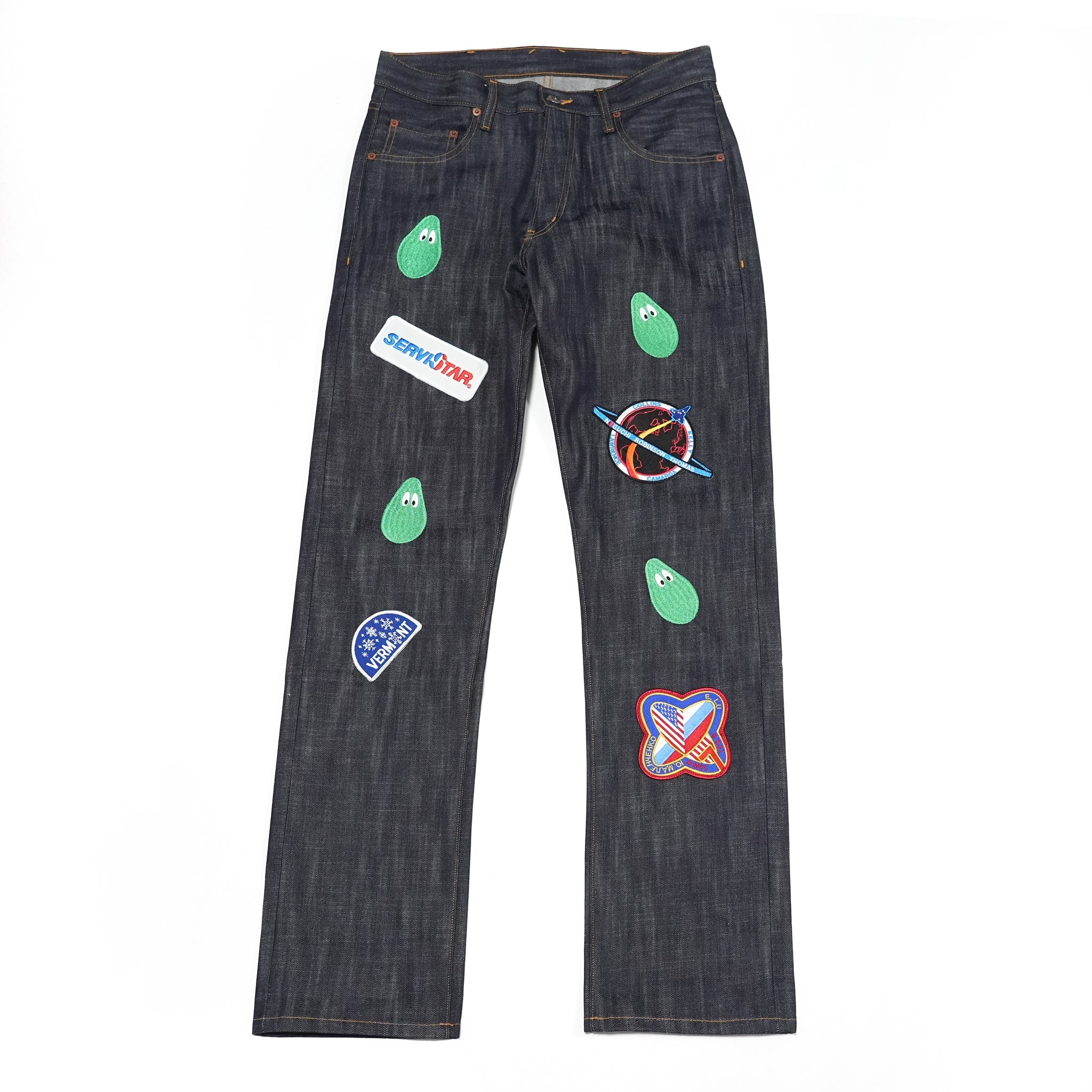 M31304 | Monitaly Xx Jeans W/ Avocado Embroidery And Patches | Color:Cone Ds Selvage Denim【MONITALY_モニタリー】