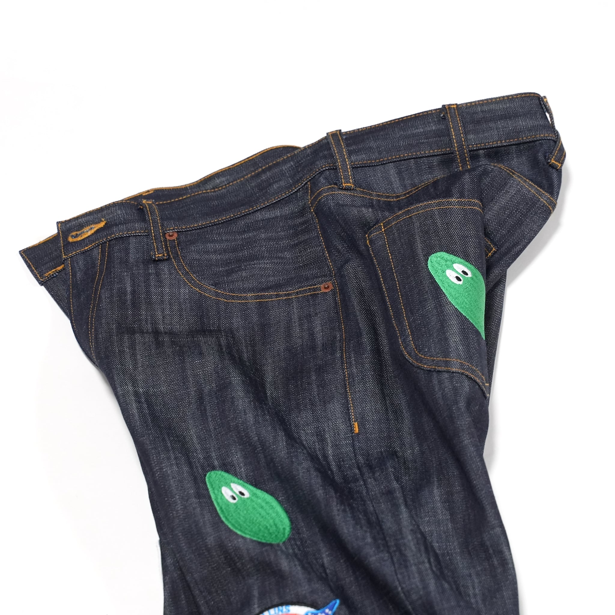M31304 | Monitaly Xx Jeans W/ Avocado Embroidery And Patches | Color:Cone Ds Selvage Denim【MONITALY_モニタリー】