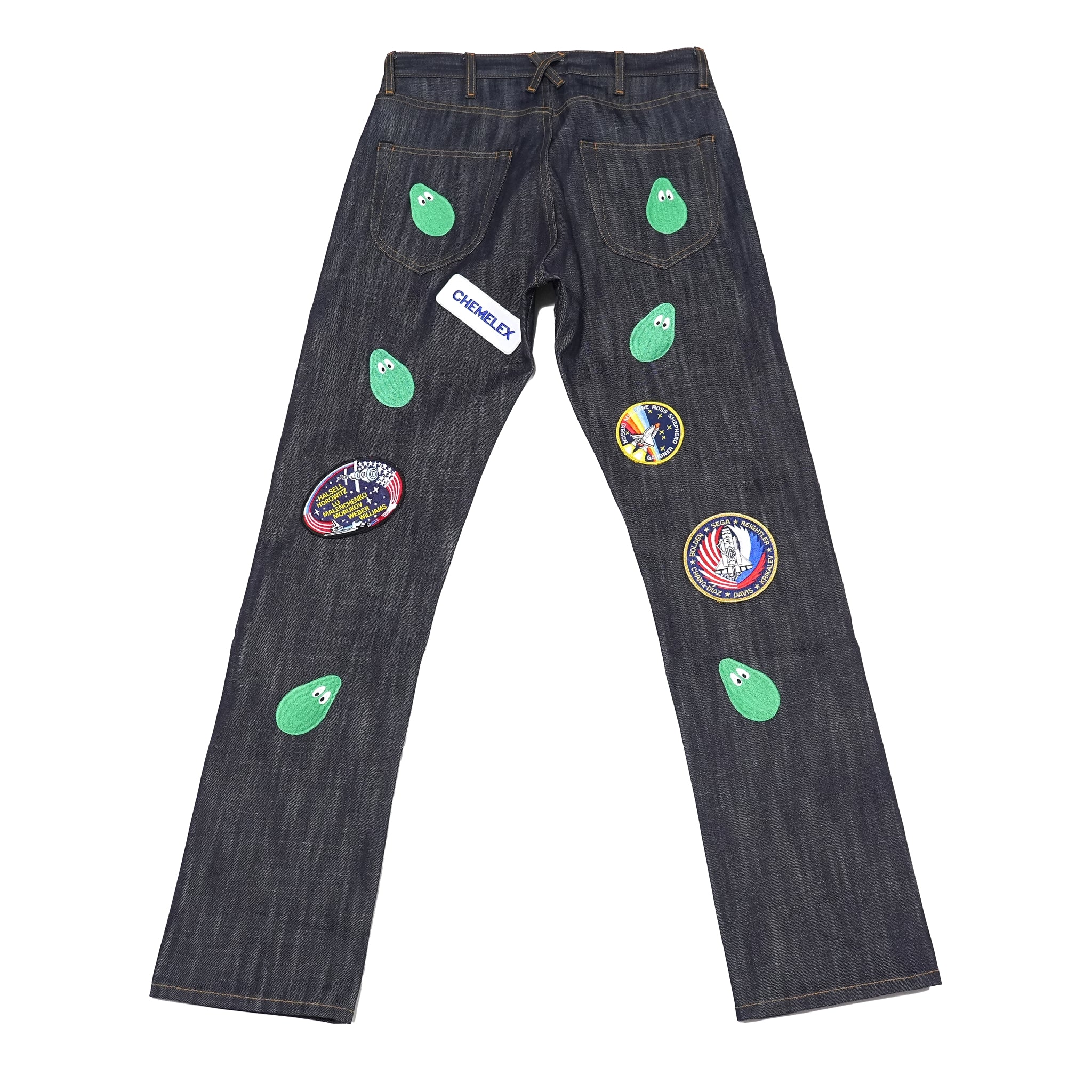 M31304 | Monitaly Xx Jeans W/ Avocado Embroidery And Patches | Color:Cone Ds Selvage Denim【MONITALY_モニタリー】