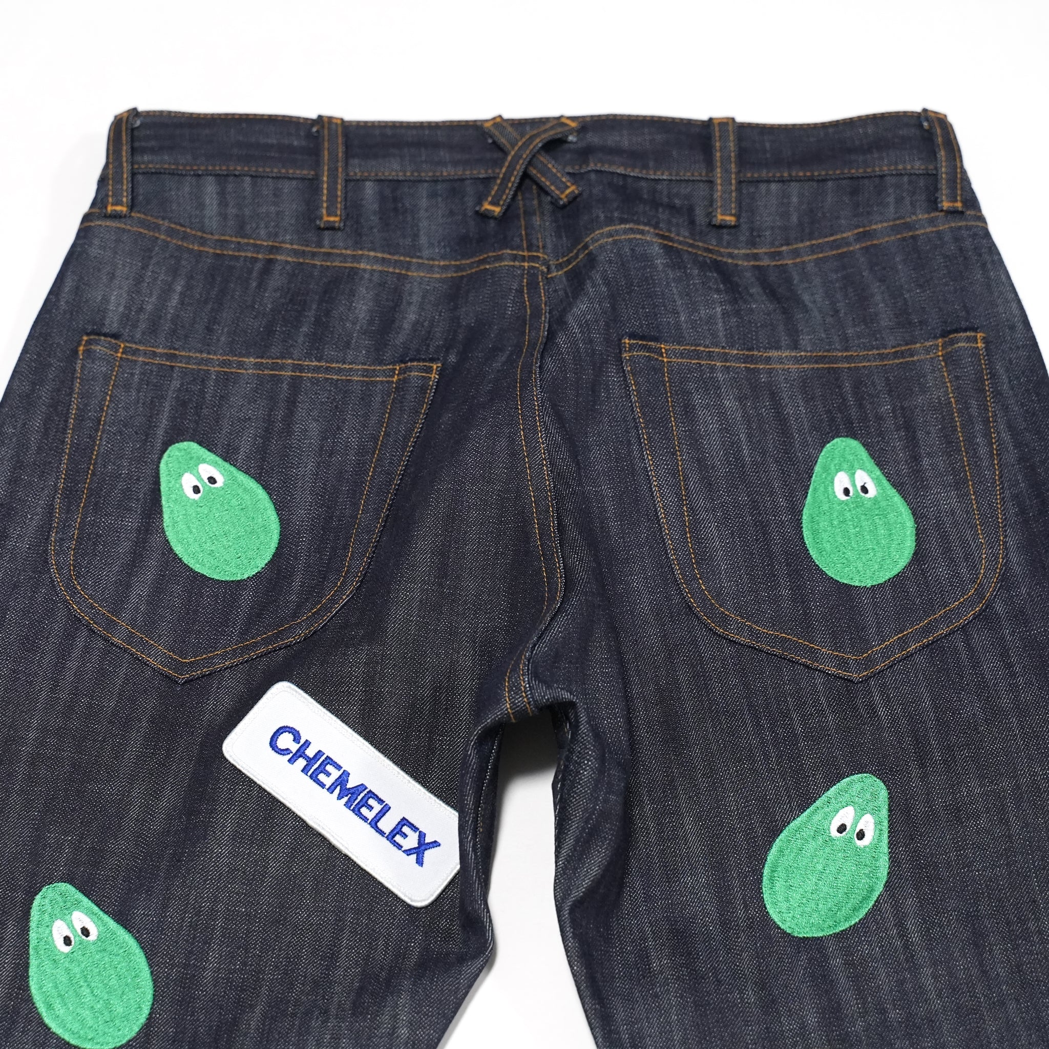 M31304 | Monitaly Xx Jeans W/ Avocado Embroidery And Patches | Color:Cone Ds Selvage Denim【MONITALY_モニタリー】
