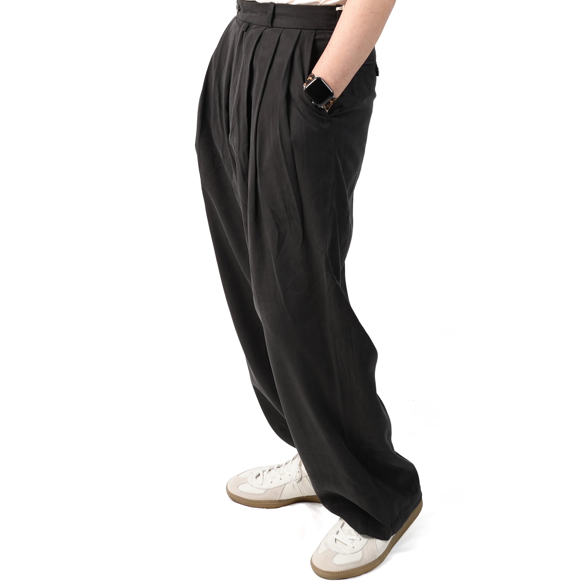 No:M31310-2 | Name:Triple Tuck Wide Pants | Color:Tencel Black【MONITALY_モニタリー】【archive】