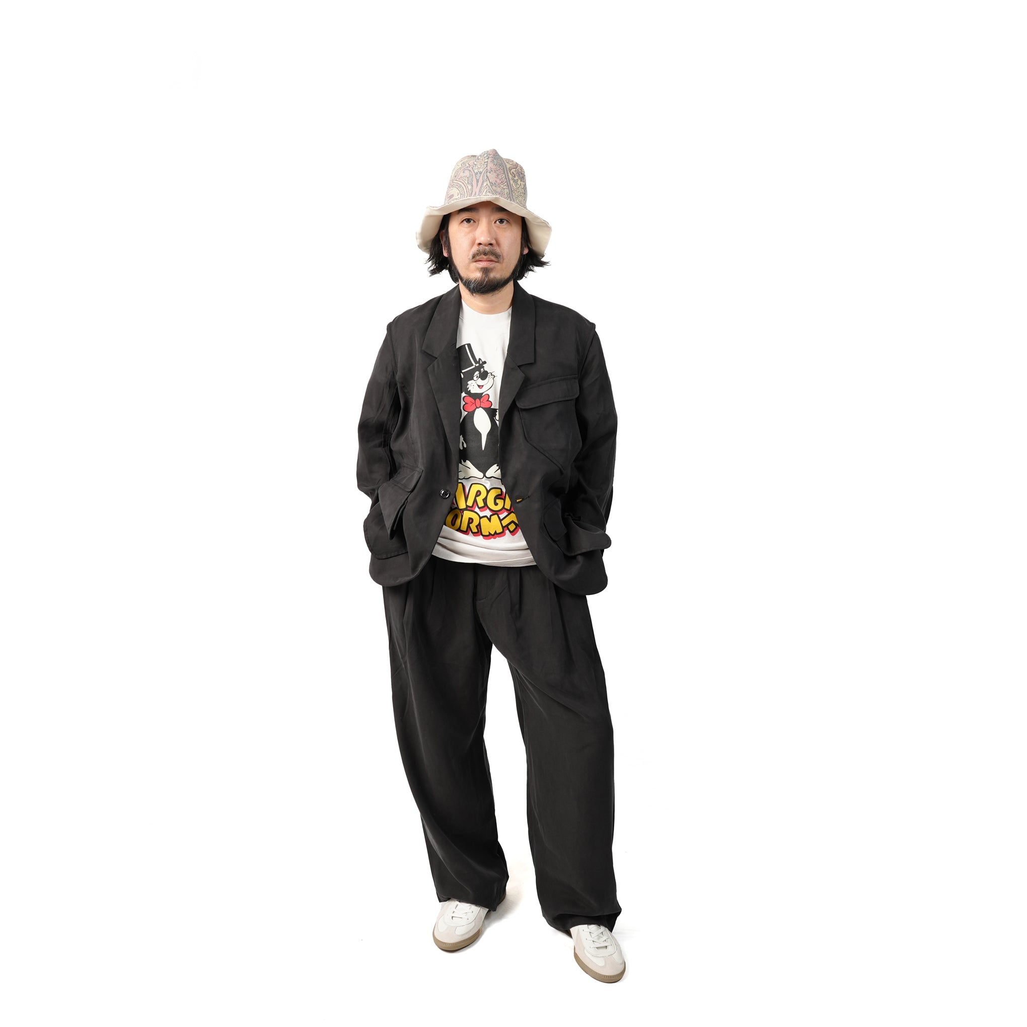 No:M31310-2 | Name:Triple Tuck Wide Pants | Color:Tencel Black【MONITALY_モニタリー】【archive】