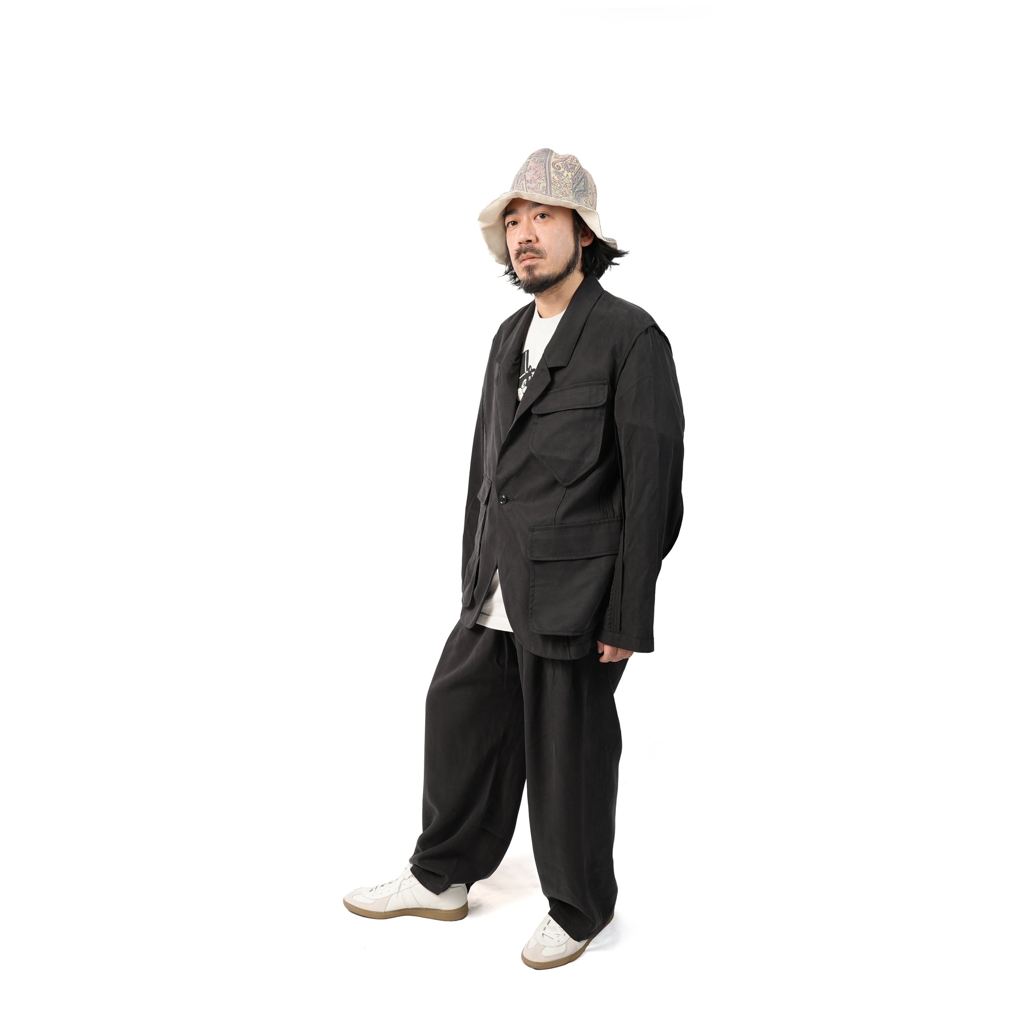No:M31310-2 | Name:Triple Tuck Wide Pants | Color:Tencel Black【MONITALY_モニタリー】【archive】