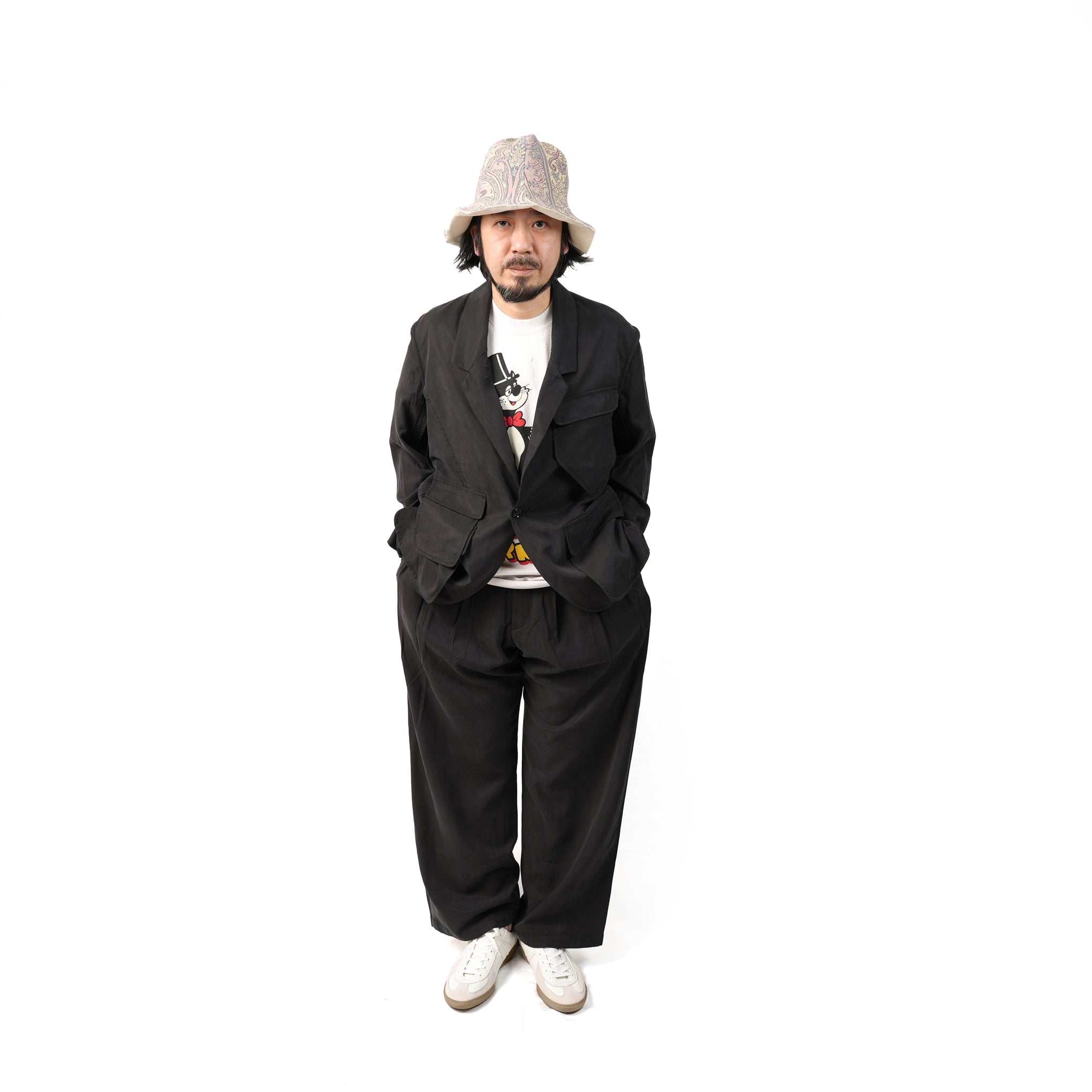 No:M31310-2 | Name:Triple Tuck Wide Pants | Color:Tencel Black【MONITALY_モニタリー】【archive】