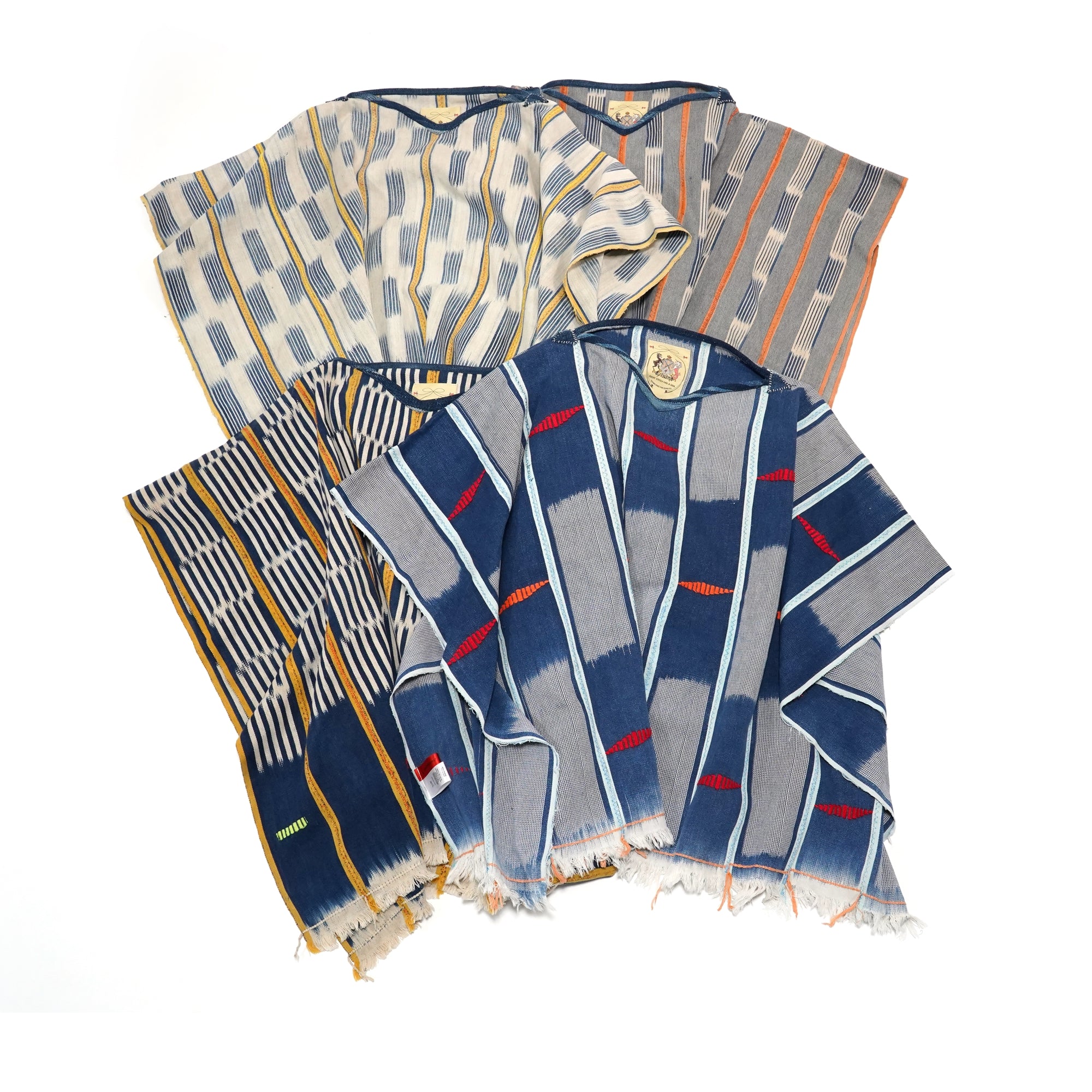 No:M29501 | Name:Poncho | Color:Handwoven African Indigo Cloth, Stripe (One of a Kind) 【MONITALY】-MONITALY-ADDICTION FUKUOKA