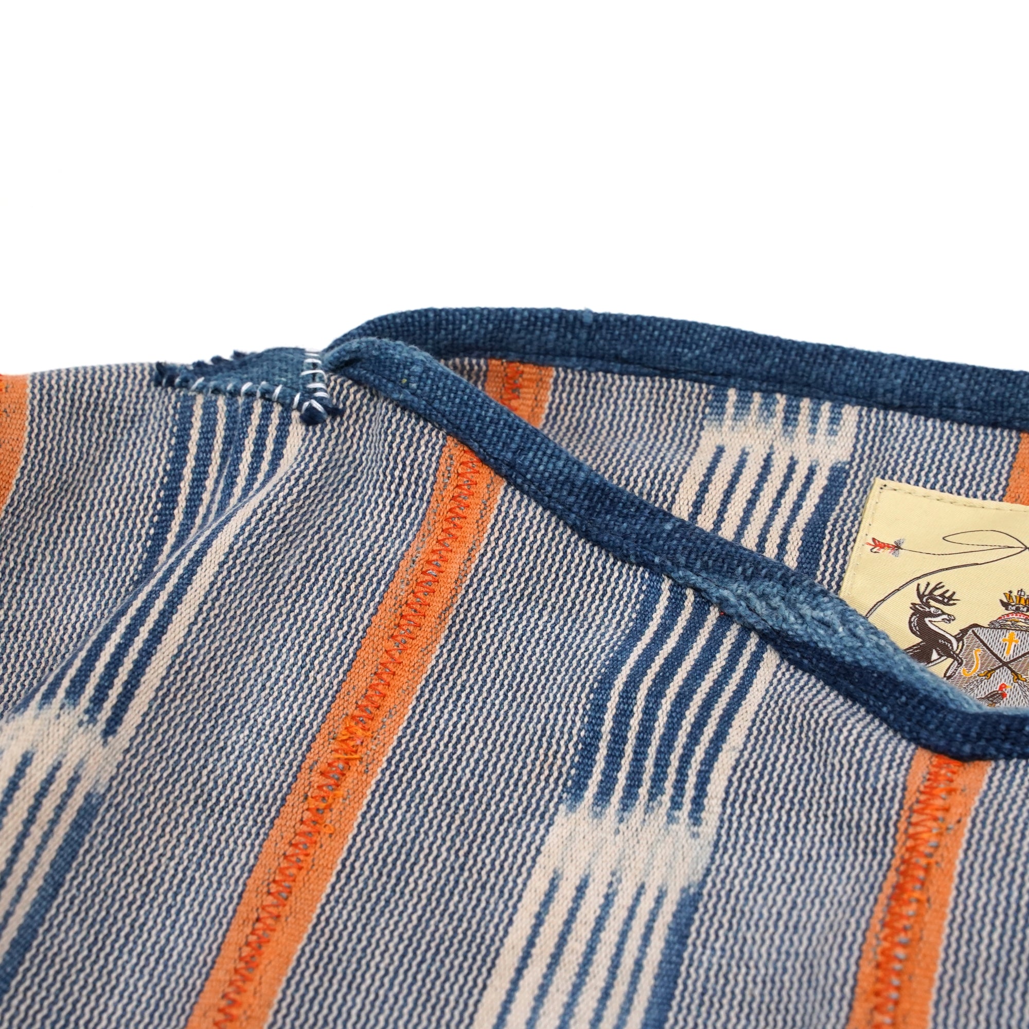 No:M29501 | Name:Poncho | Color:Handwoven African Indigo Cloth, Stripe (One of a Kind) 【MONITALY】-MONITALY-ADDICTION FUKUOKA