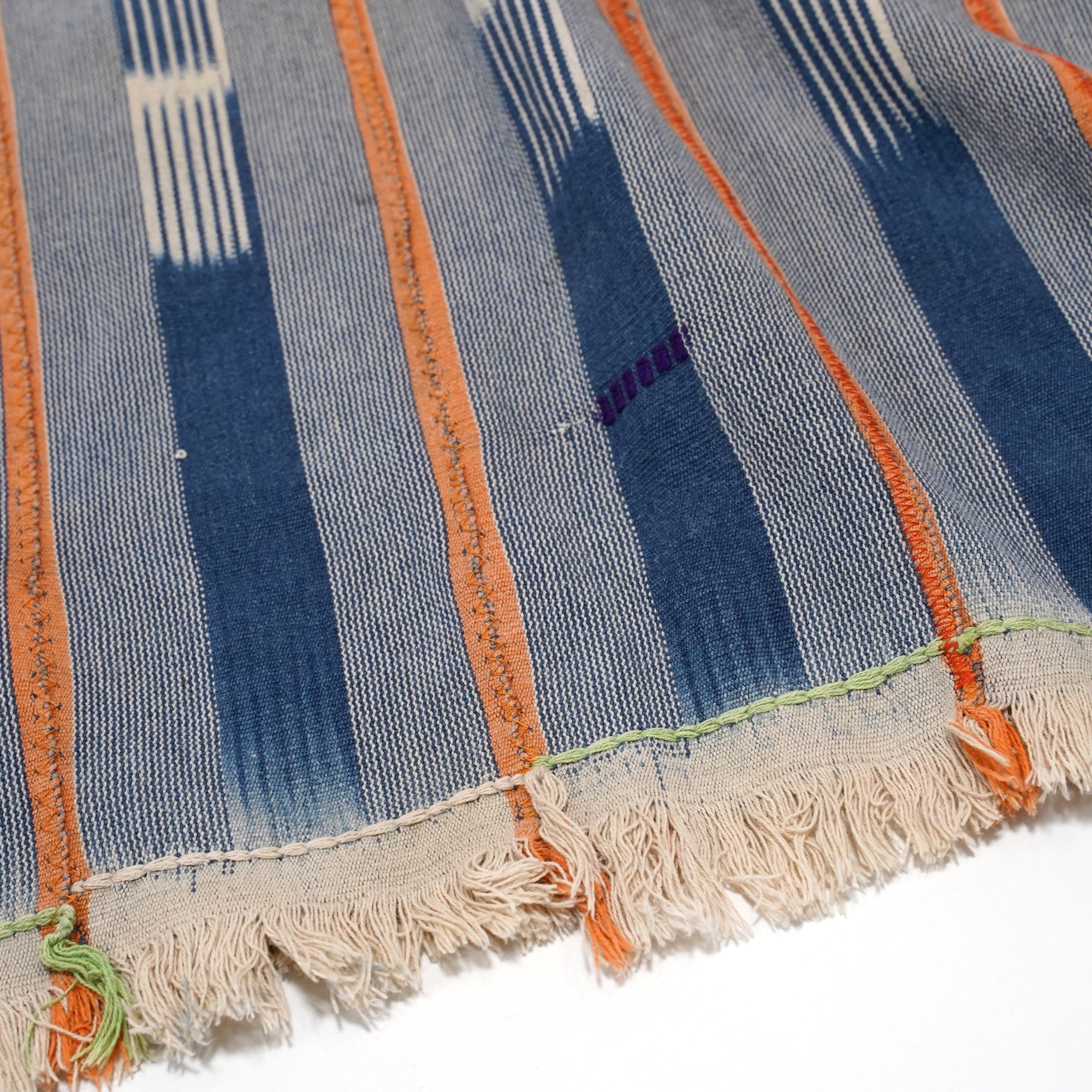 No:M29501 | Name:Poncho | Color:Handwoven African Indigo Cloth, Stripe (One of a Kind) 【MONITALY】-MONITALY-ADDICTION FUKUOKA