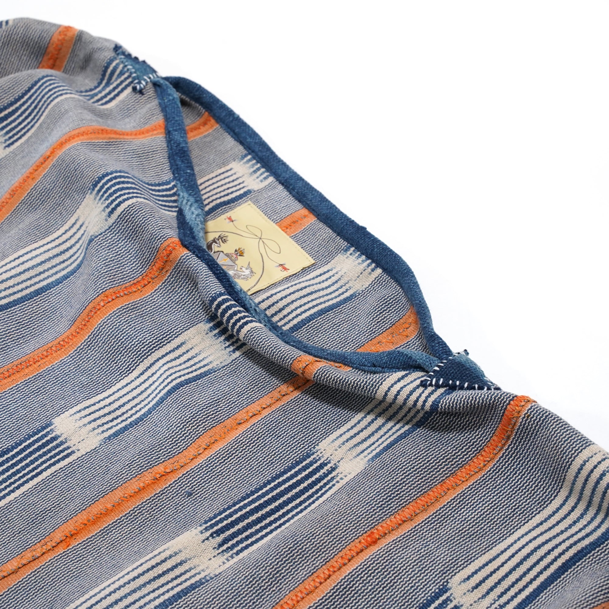 No:M29501 | Name:Poncho | Color:Handwoven African Indigo Cloth, Stripe (One of a Kind) 【MONITALY】-MONITALY-ADDICTION FUKUOKA