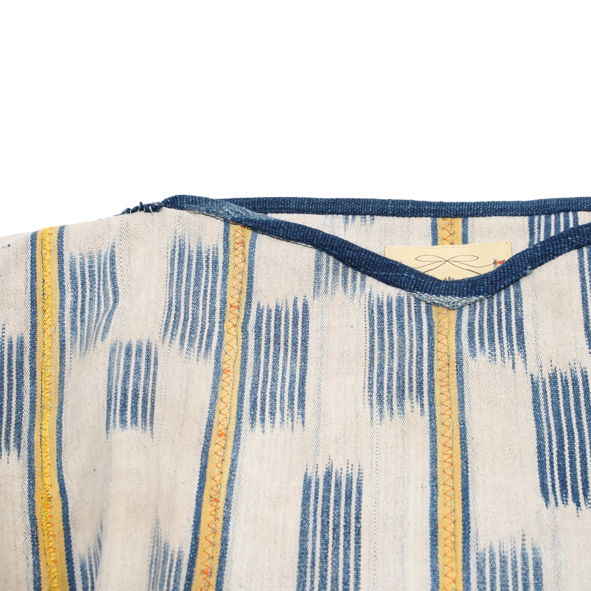 No:M29501 | Name:Poncho | Color:Handwoven African Indigo Cloth, Stripe (One of a Kind) 【MONITALY】-MONITALY-ADDICTION FUKUOKA