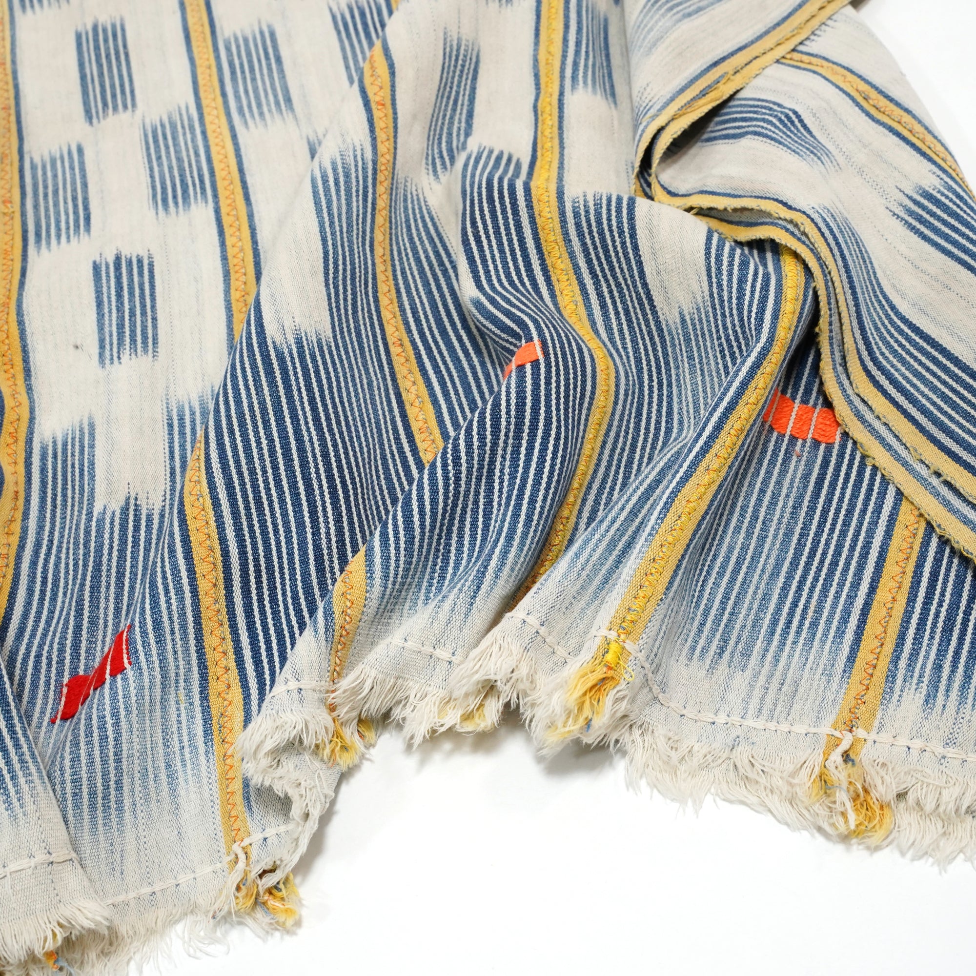 No:M29501 | Name:Poncho | Color:Handwoven African Indigo Cloth, Stripe (One of a Kind) 【MONITALY】-MONITALY-ADDICTION FUKUOKA