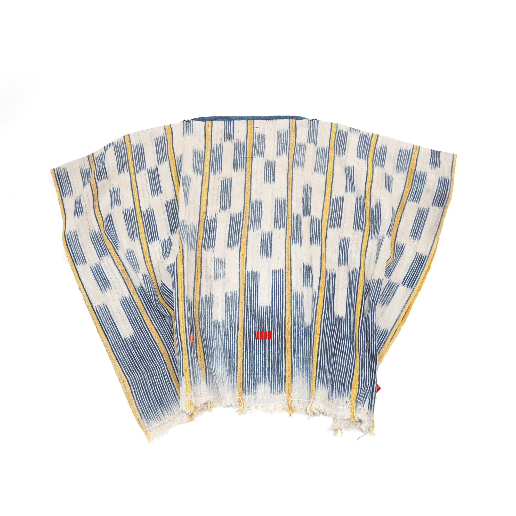 No:M29501 | Name:Poncho | Color:Handwoven African Indigo Cloth, Stripe (One of a Kind) 【MONITALY】-MONITALY-ADDICTION FUKUOKA