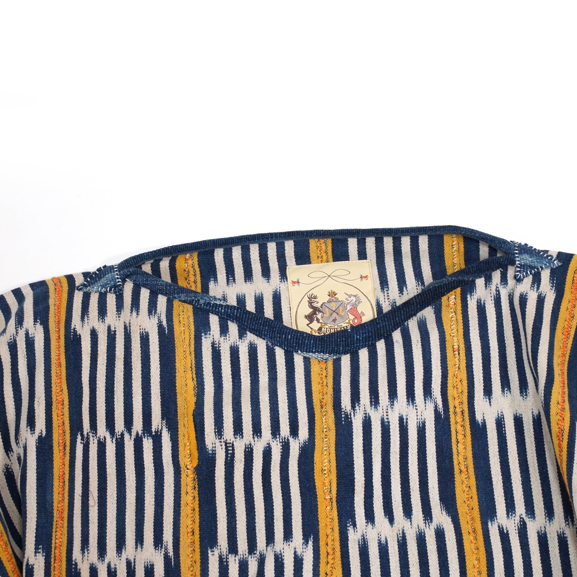No:M29501 | Name:Poncho | Color:Handwoven African Indigo Cloth, Stripe (One of a Kind) 【MONITALY】-MONITALY-ADDICTION FUKUOKA