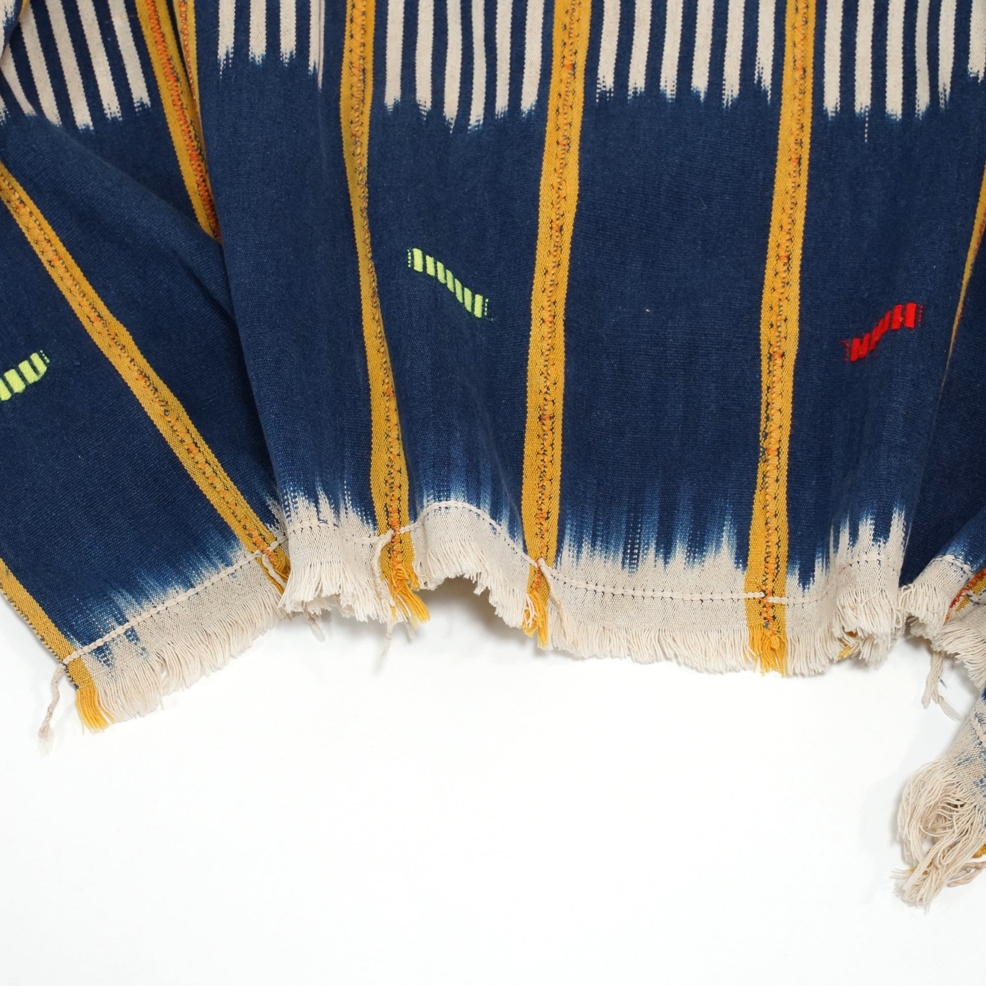 No:M29501 | Name:Poncho | Color:Handwoven African Indigo Cloth, Stripe (One of a Kind) 【MONITALY】-MONITALY-ADDICTION FUKUOKA