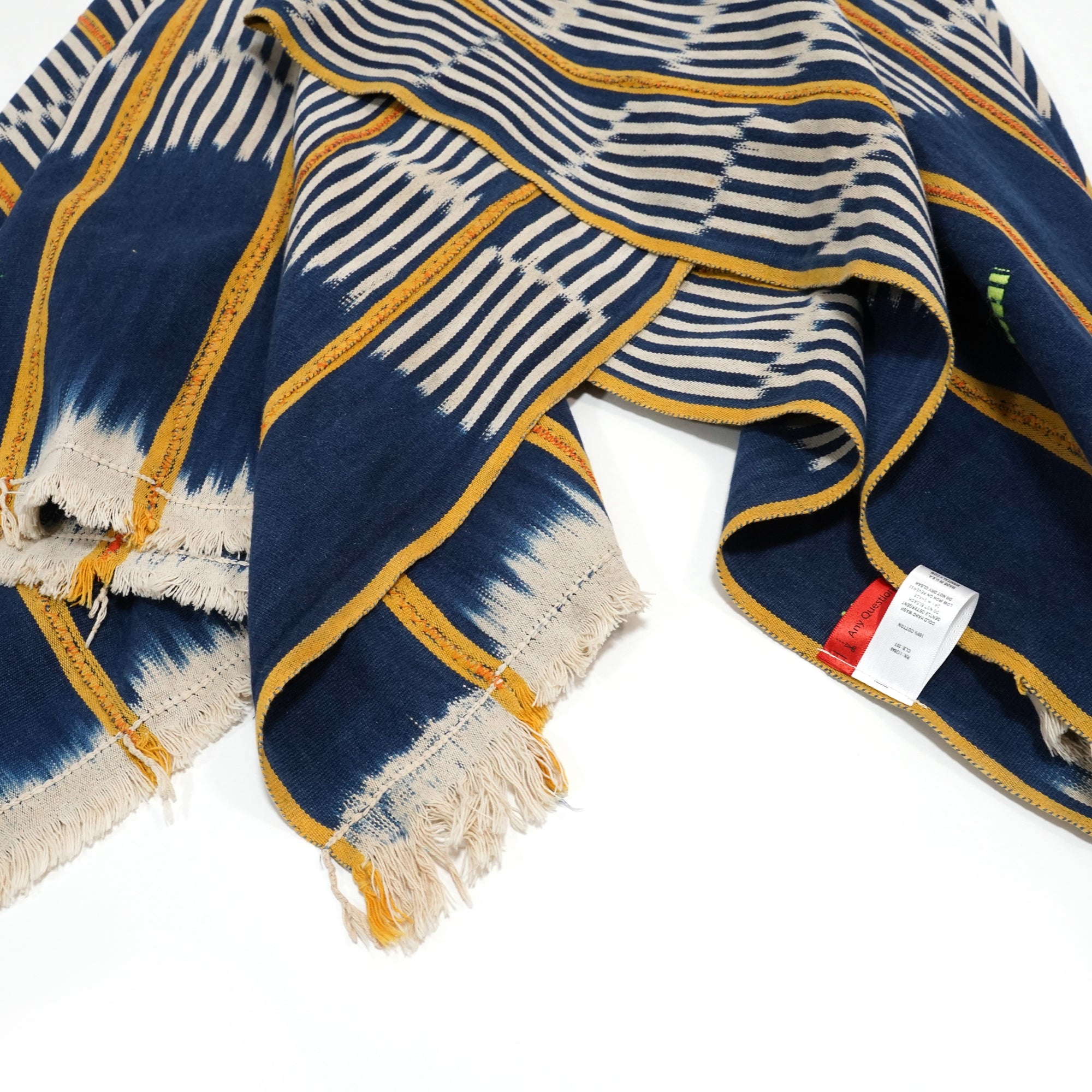 No:M29501 | Name:Poncho | Color:Handwoven African Indigo Cloth, Stripe (One of a Kind) 【MONITALY】-MONITALY-ADDICTION FUKUOKA
