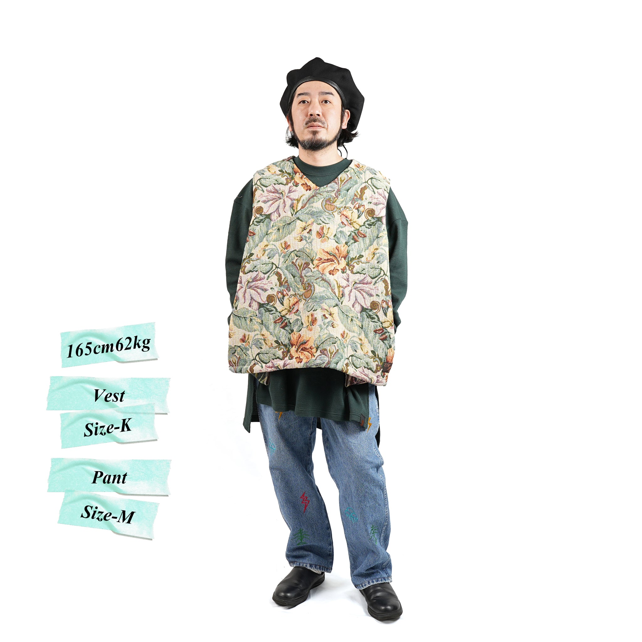 No:VOO-1118 | Name:GOBELIN VEST | Color:Beige/Green/Black【VOO_ヴォー】【archive】