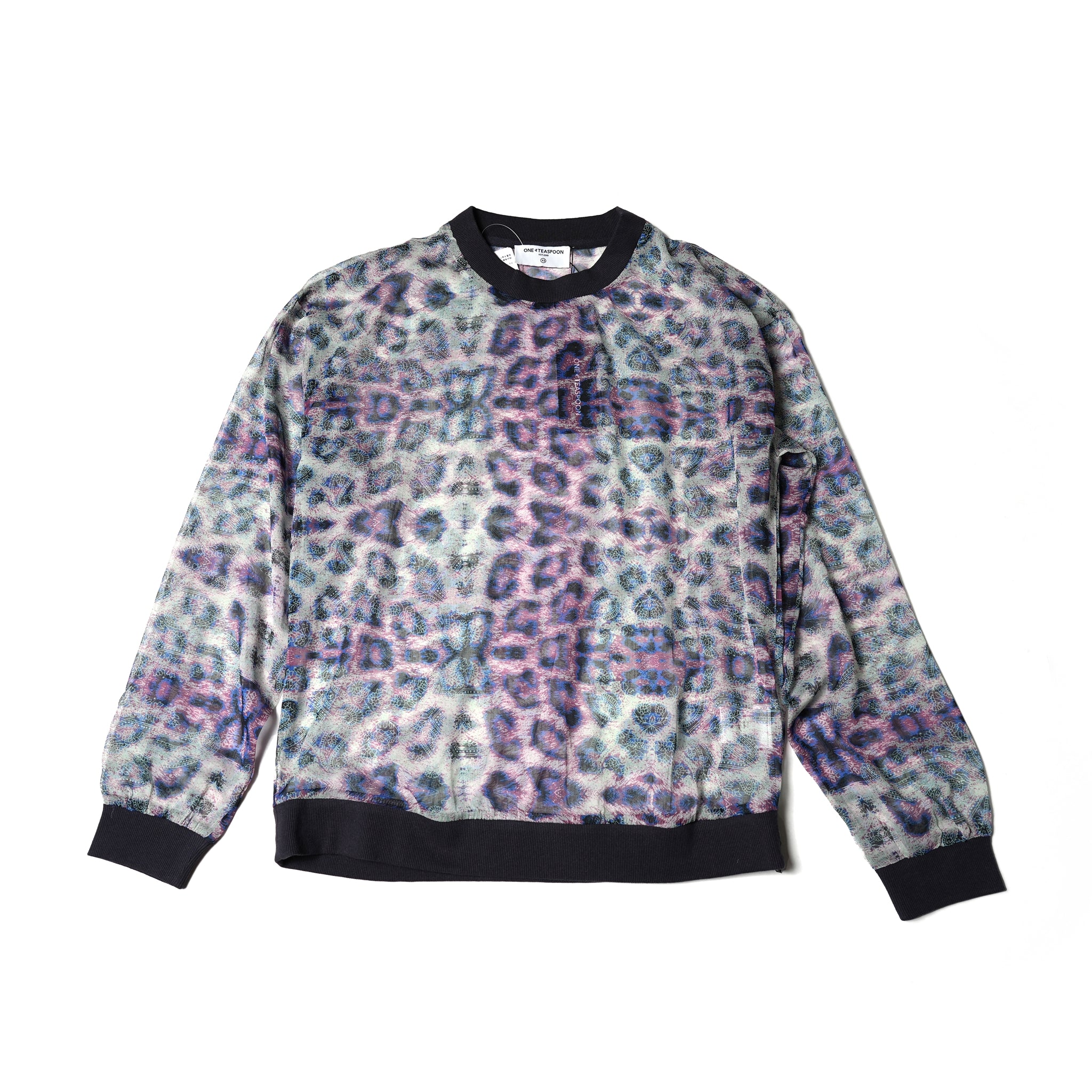 25524 | COLLISION CHIFFON LONGSLEEVE TOP | Color:Animal【ONE TEASPOON_ワンティースプーン】【archive】