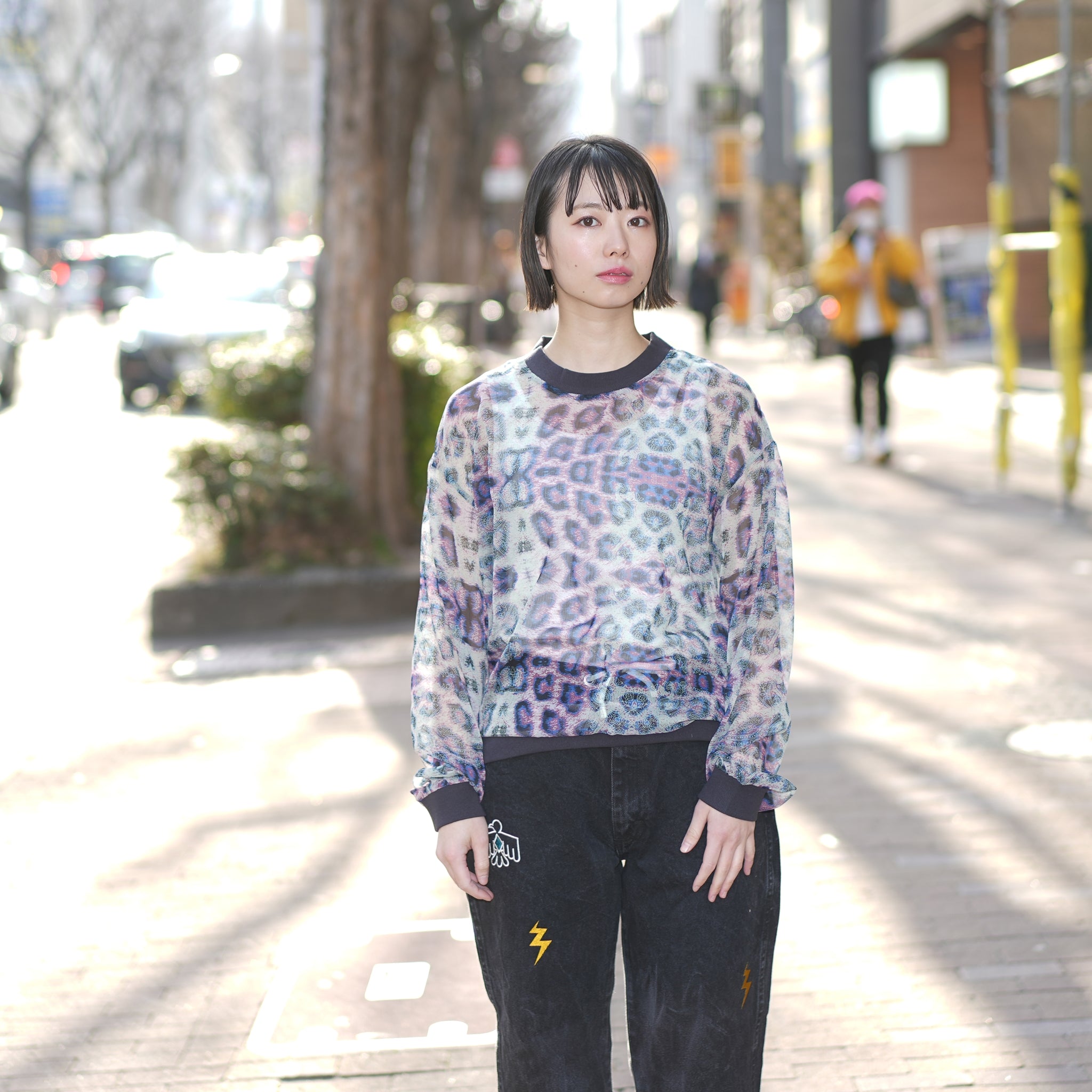 25524 | COLLISION CHIFFON LONGSLEEVE TOP | Color:Animal【ONE TEASPOON_ワンティースプーン】【archive】
