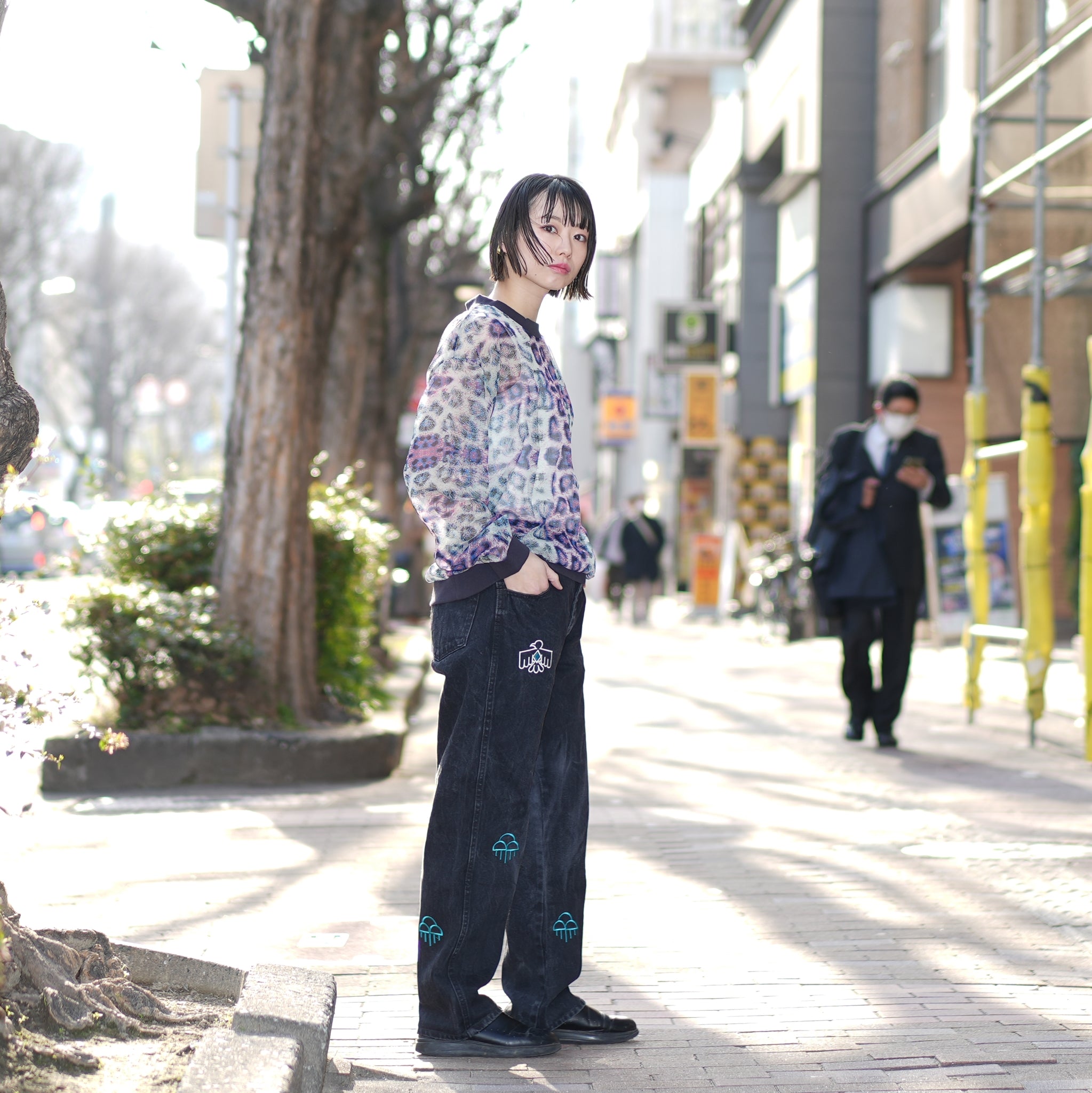 25524 | COLLISION CHIFFON LONGSLEEVE TOP | Color:Animal【ONE TEASPOON_ワンティースプーン】【archive】