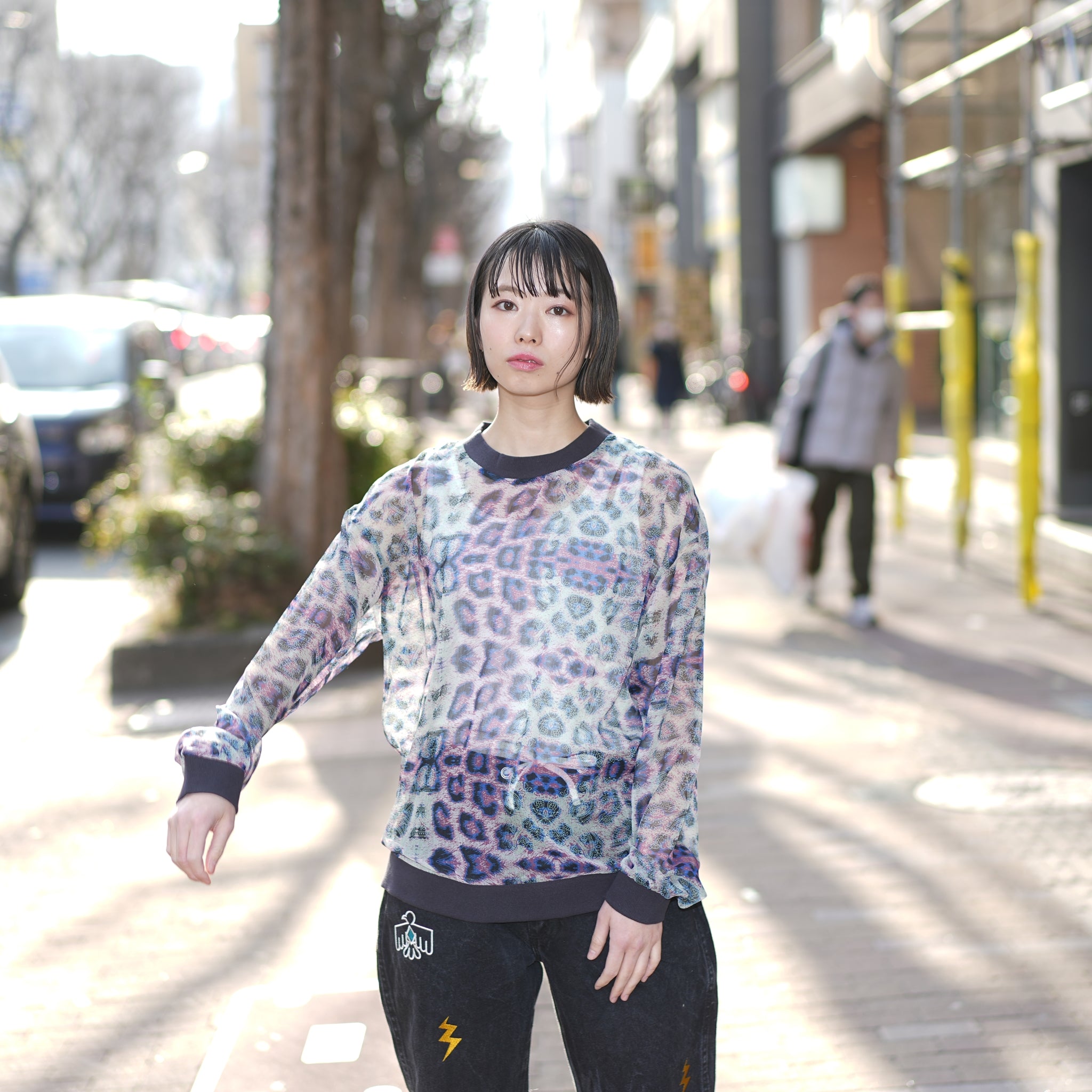 25524 | COLLISION CHIFFON LONGSLEEVE TOP | Color:Animal【ONE TEASPOON_ワンティースプーン】【archive】
