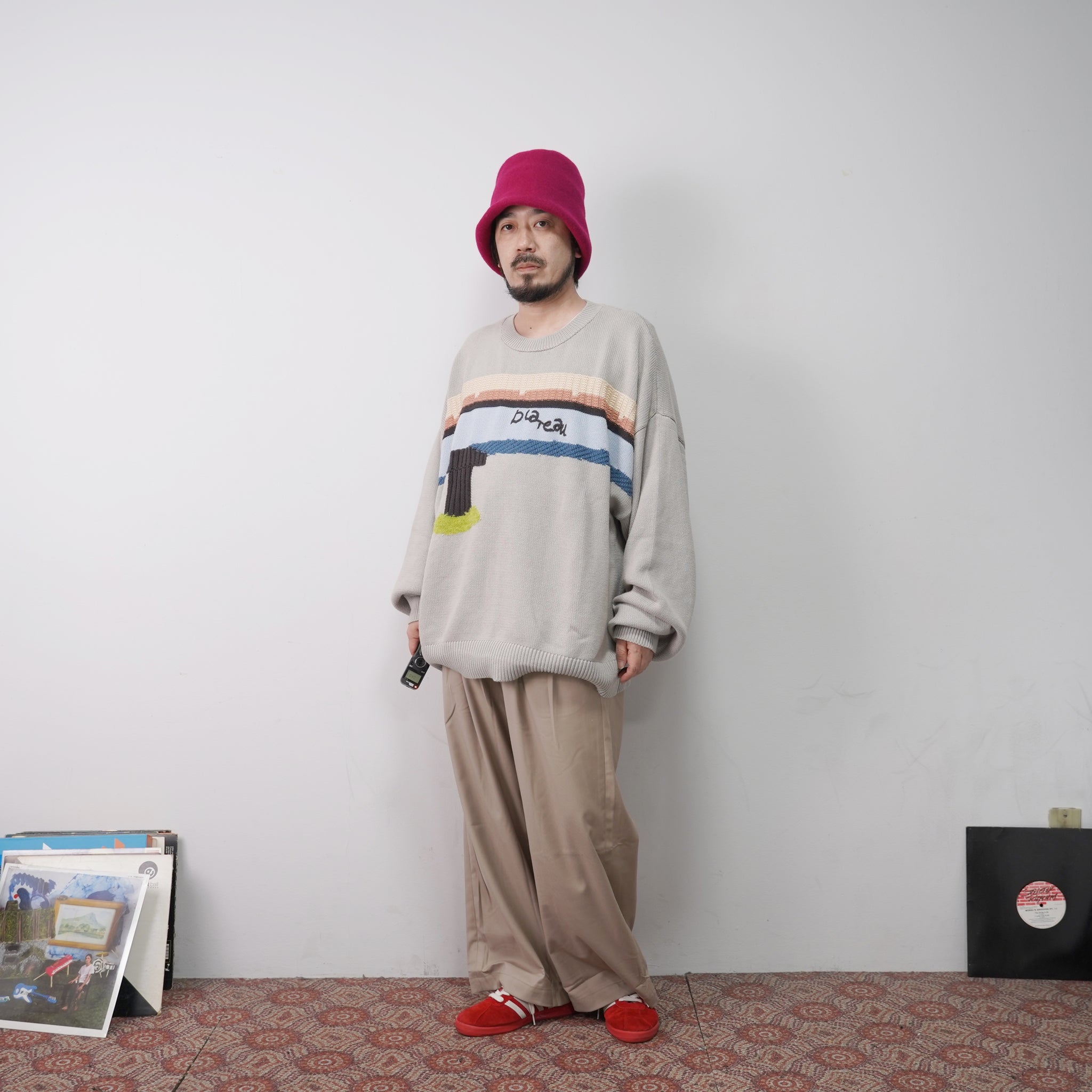 No:pw21kt04 | Name:TAIPEI CITY SERIES - FUXING S. RD KNIT | Color:Grey | Size:Free【PLATEAU STUDIO_プラトー スタジオ】【archive】
