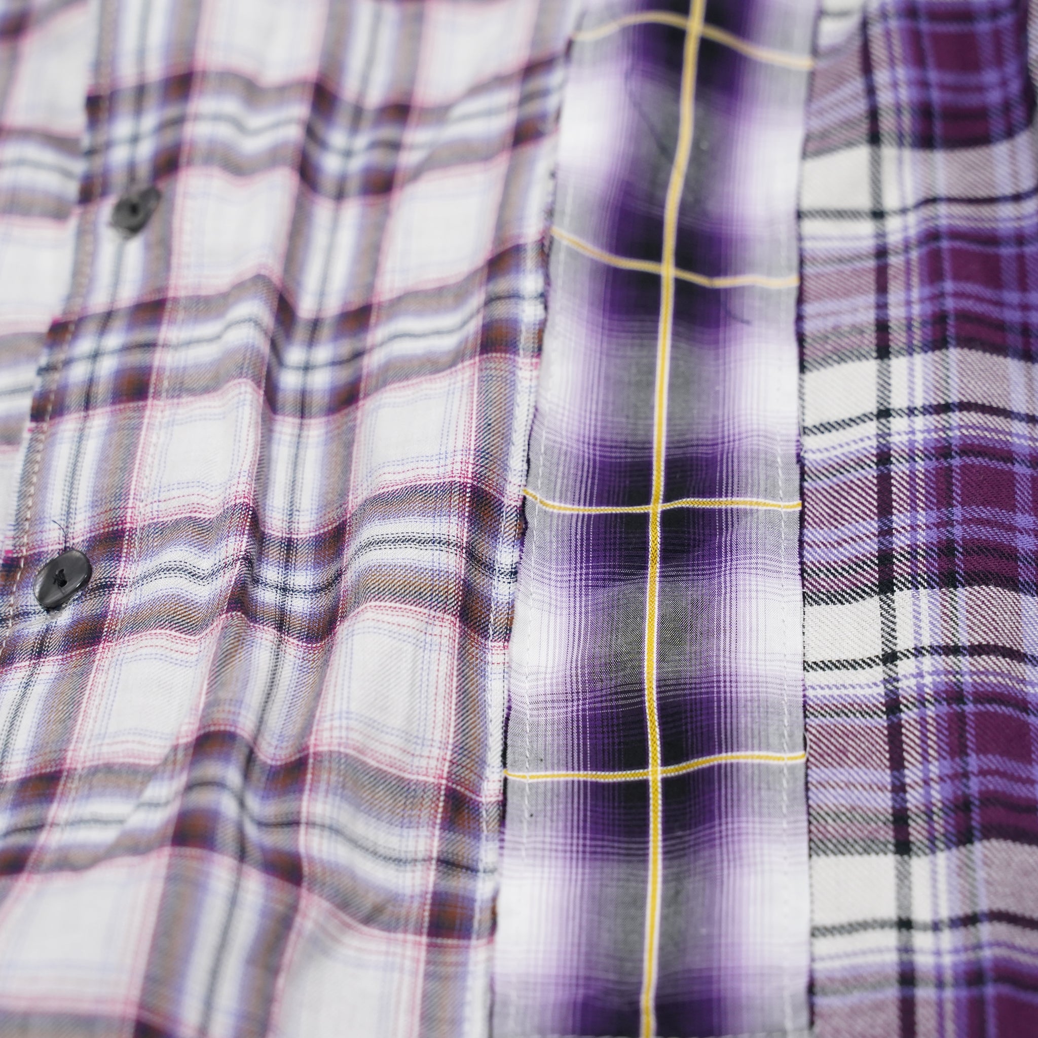 No:pw21t01 | Name:OVERSIZED SPLICED FLANNEL SHIRT | Color:Purple | Size:Free【PLATEAU STUDIO_プラトー スタジオ】【archive】