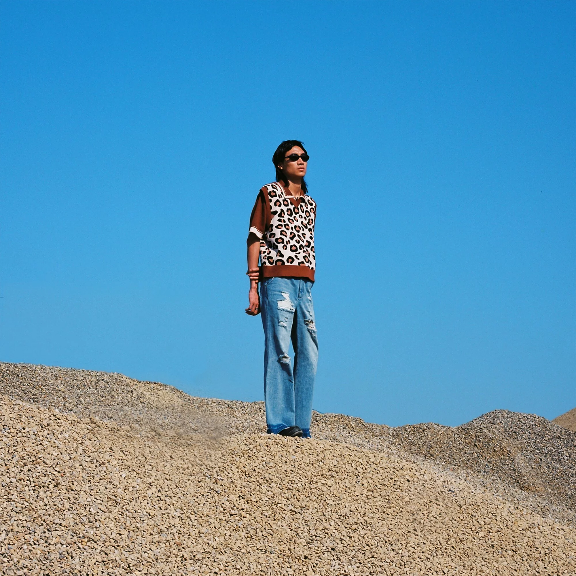 No:ps22kt01-2 | Name:LEOPARD CROPPED VEST | Color:Grn Orange Leopard【PLATEAU STUDIO_プラトー スタジオ】【archive】