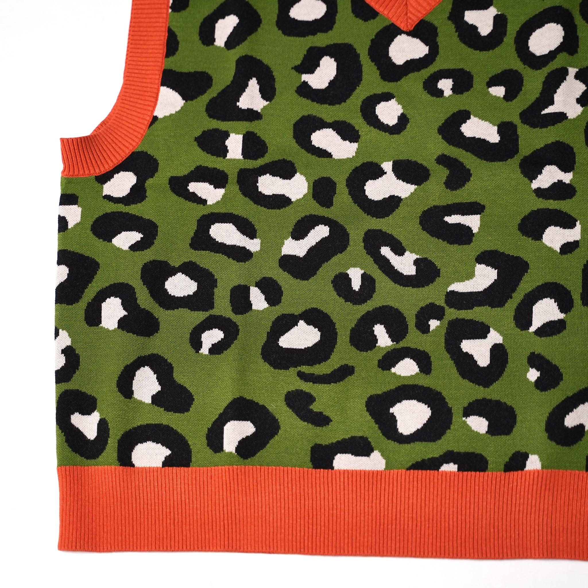 No:ps22kt01-2 | Name:LEOPARD CROPPED VEST | Color:Grn Orange Leopard【PLATEAU STUDIO_プラトー スタジオ】【archive】