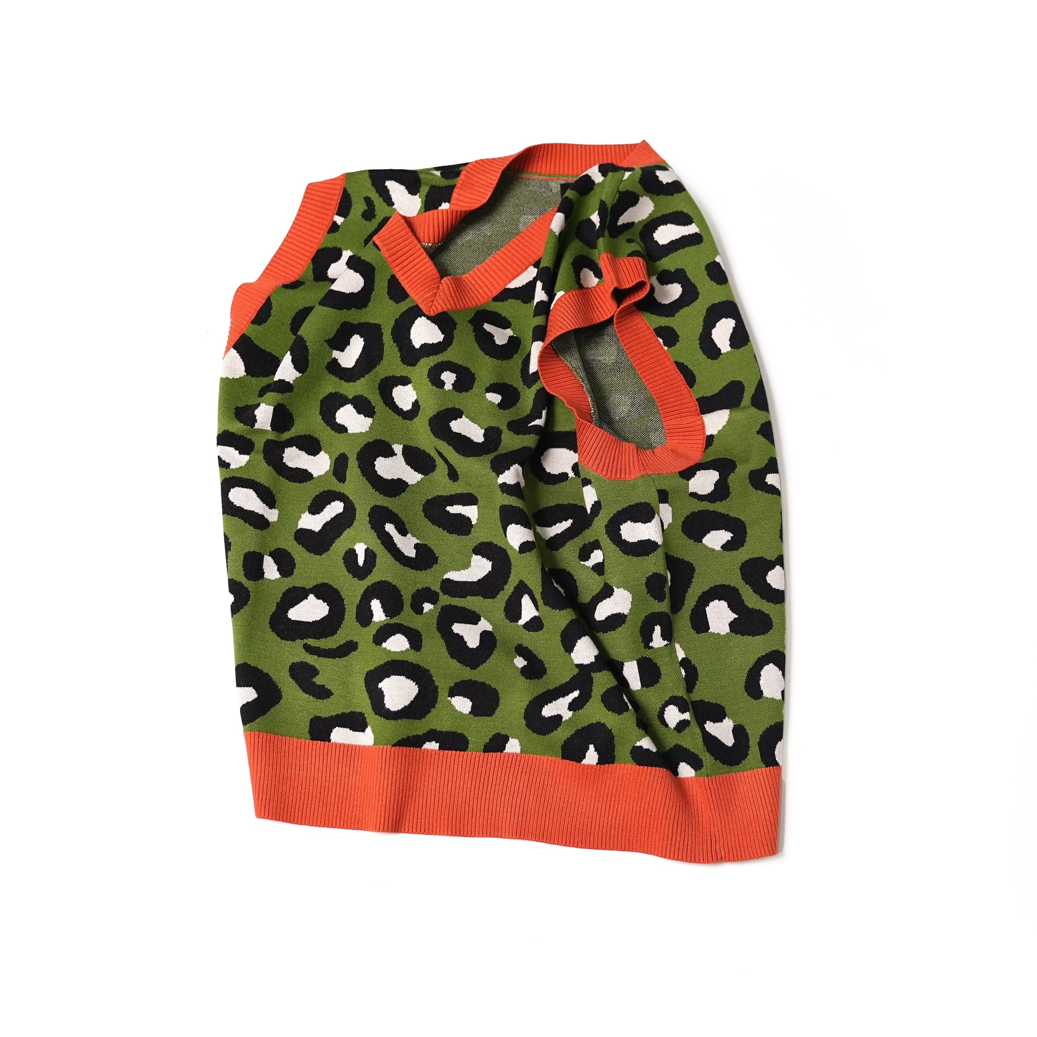 No:ps22kt01-2 | Name:LEOPARD CROPPED VEST | Color:Grn Orange Leopard【PLATEAU STUDIO_プラトー スタジオ】【archive】