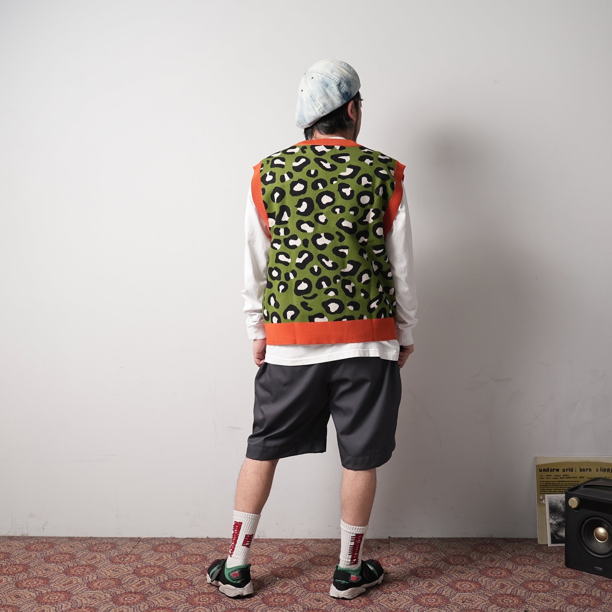No:ps22kt01-2 | Name:LEOPARD CROPPED VEST | Color:Grn Orange Leopard【PLATEAU STUDIO_プラトー スタジオ】【archive】