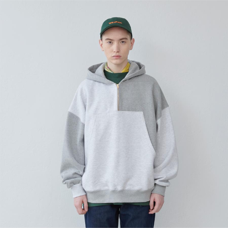 Lun_Big Pocket Half Zip Bicolor Hoodie – Crazy / Green | KELEN MEN