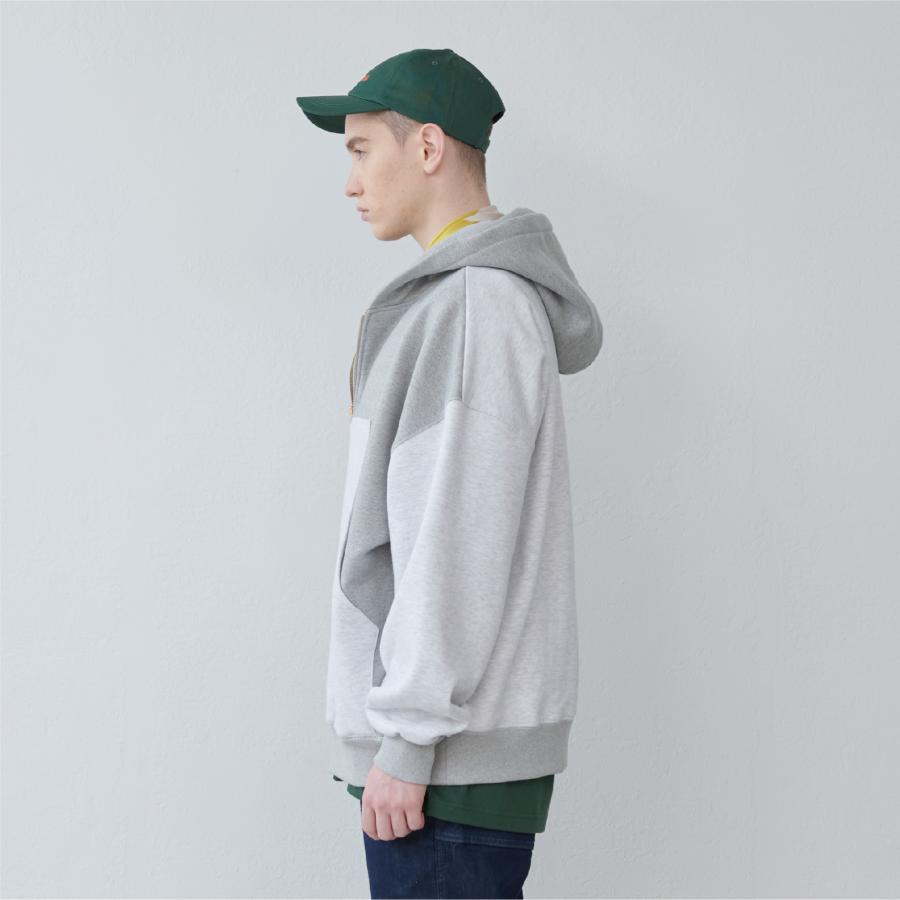 Lun_Big Pocket Half Zip Bicolor Hoodie – Crazy / Green | KELEN MEN