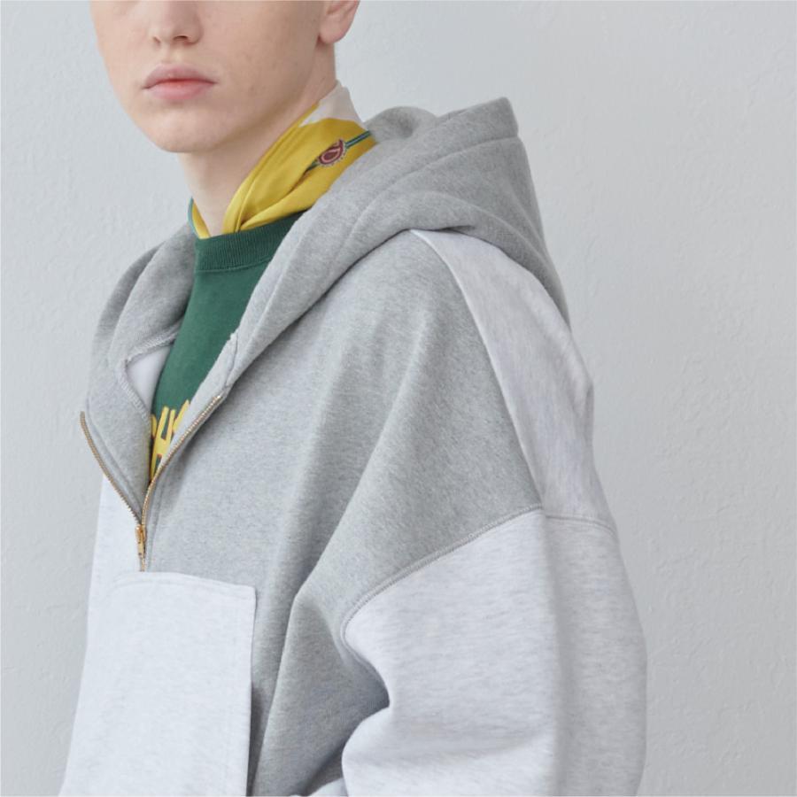 Lun_Big Pocket Half Zip Bicolor Hoodie – Crazy / Green | KELEN MEN