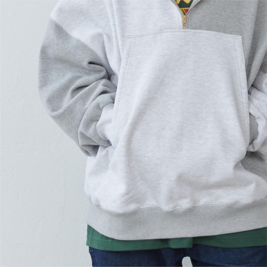 Lun_Big Pocket Half Zip Bicolor Hoodie – Crazy / Green | KELEN MEN
