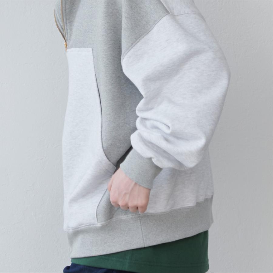 Lun_Big Pocket Half Zip Bicolor Hoodie – Crazy / Green | KELEN MEN