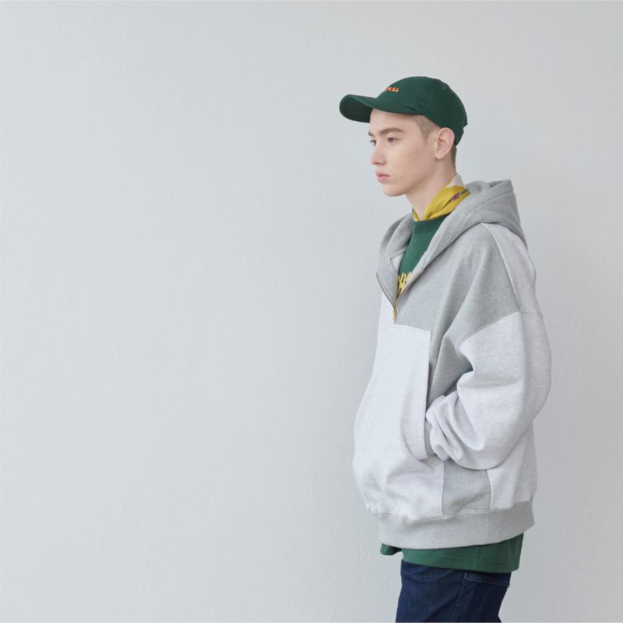 Lun_Big Pocket Half Zip Bicolor Hoodie – Crazy / Green | KELEN MEN