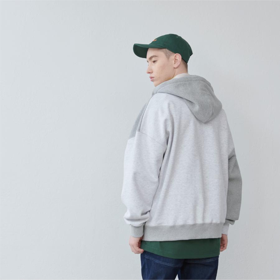 Lun_Big Pocket Half Zip Bicolor Hoodie – Crazy / Green | KELEN MEN