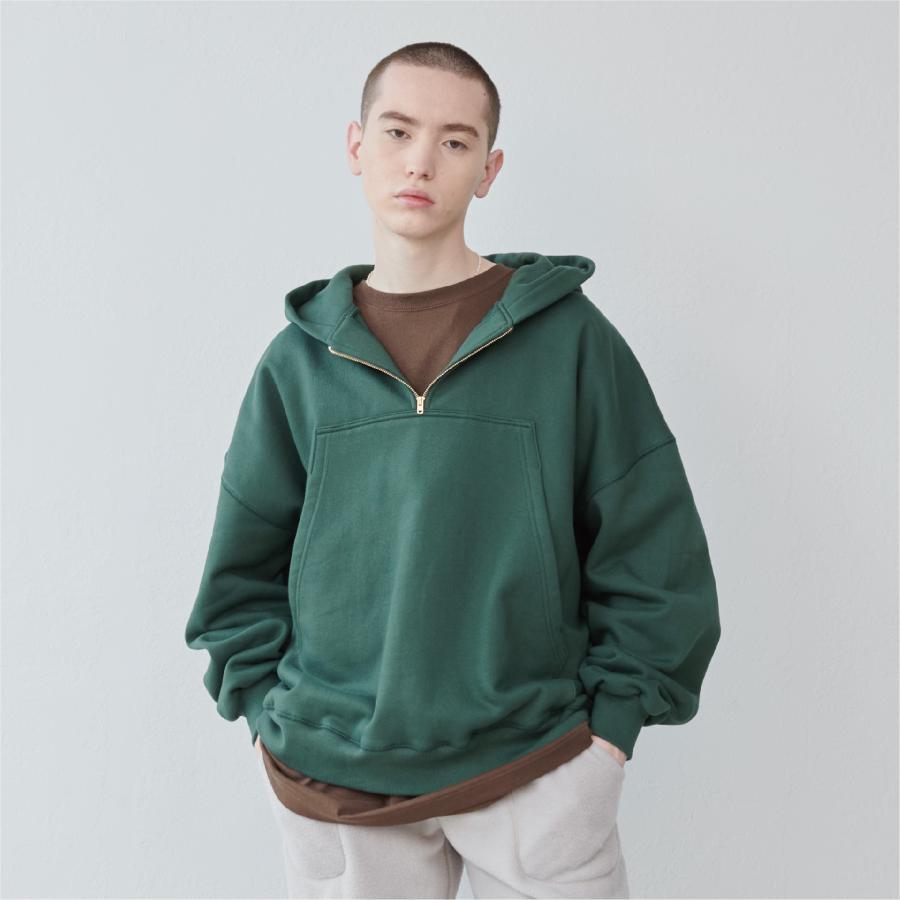 Lun_Big Pocket Half Zip Bicolor Hoodie – Crazy / Green | KELEN MEN