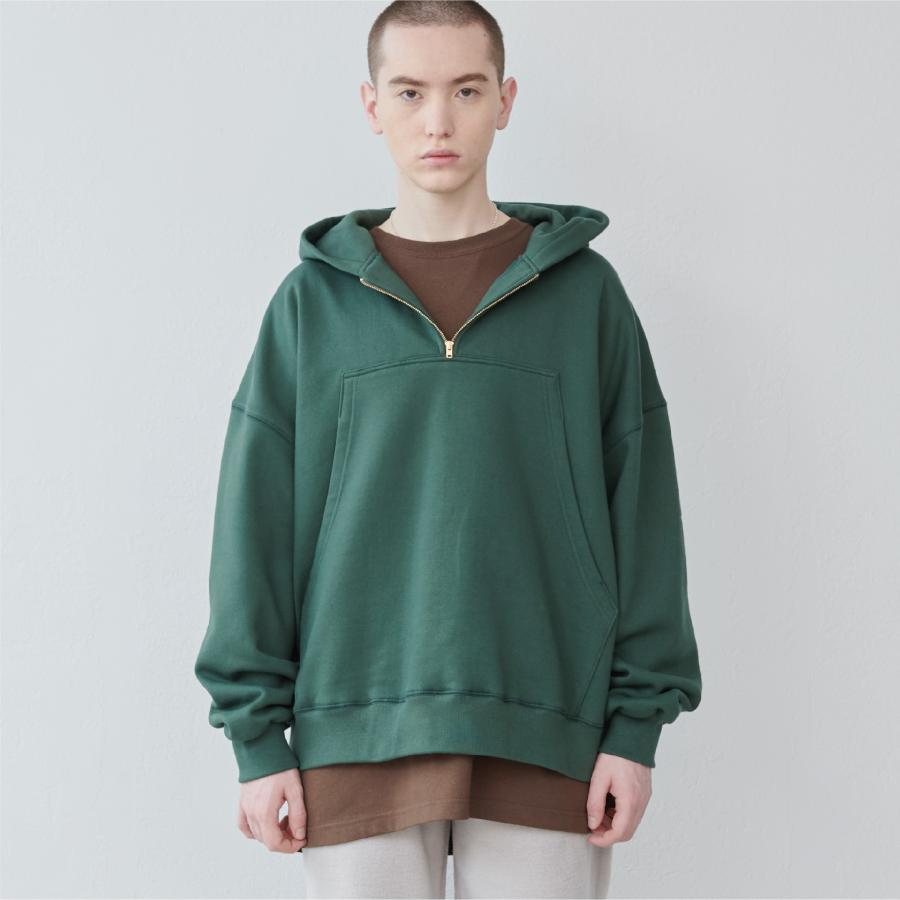 Lun_Big Pocket Half Zip Bicolor Hoodie – Crazy / Green | KELEN MEN