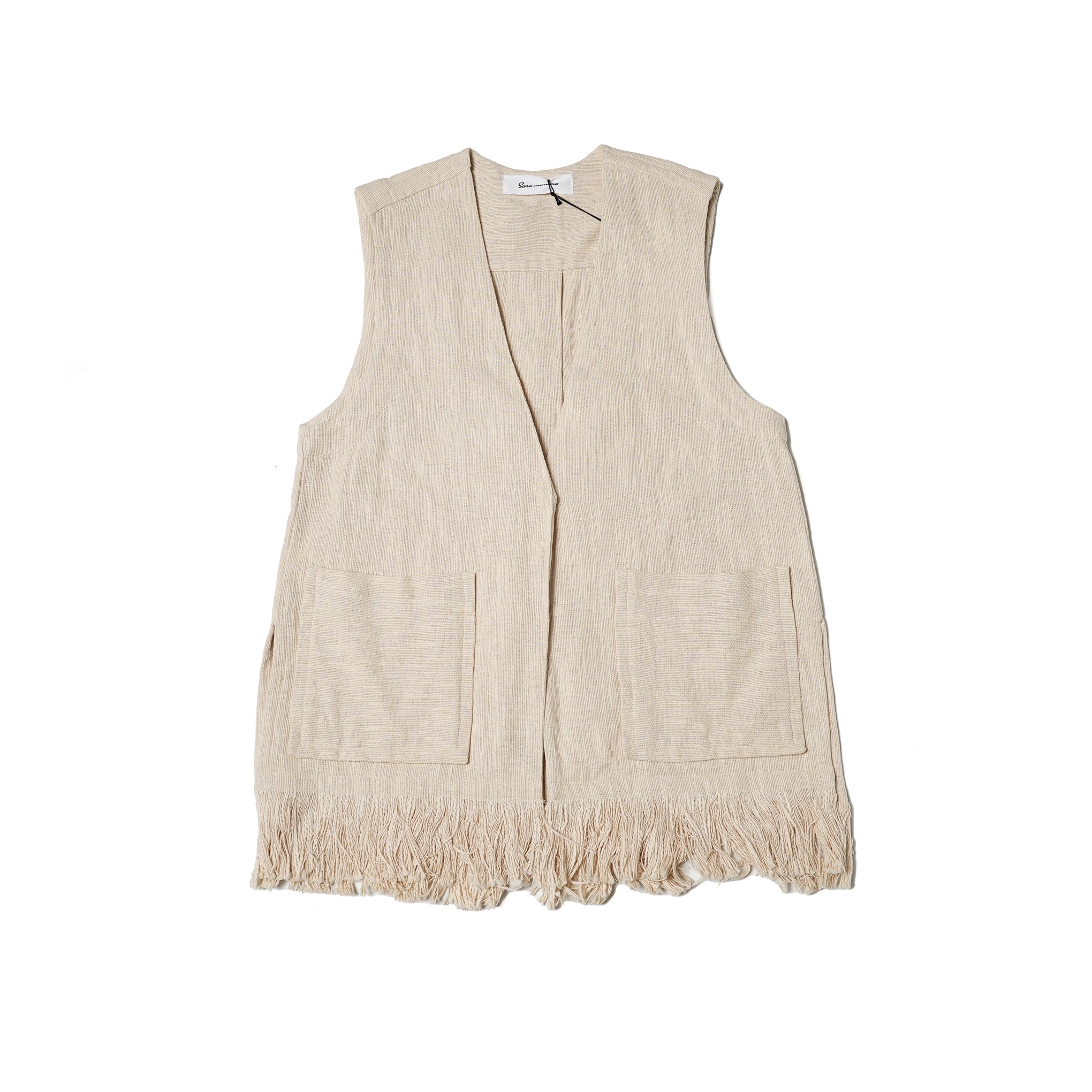 No:020931SL3 | Name:CTN FRINGE GILET | Color:Cream【SARA MALLIKA_サラマリカ】【archive】