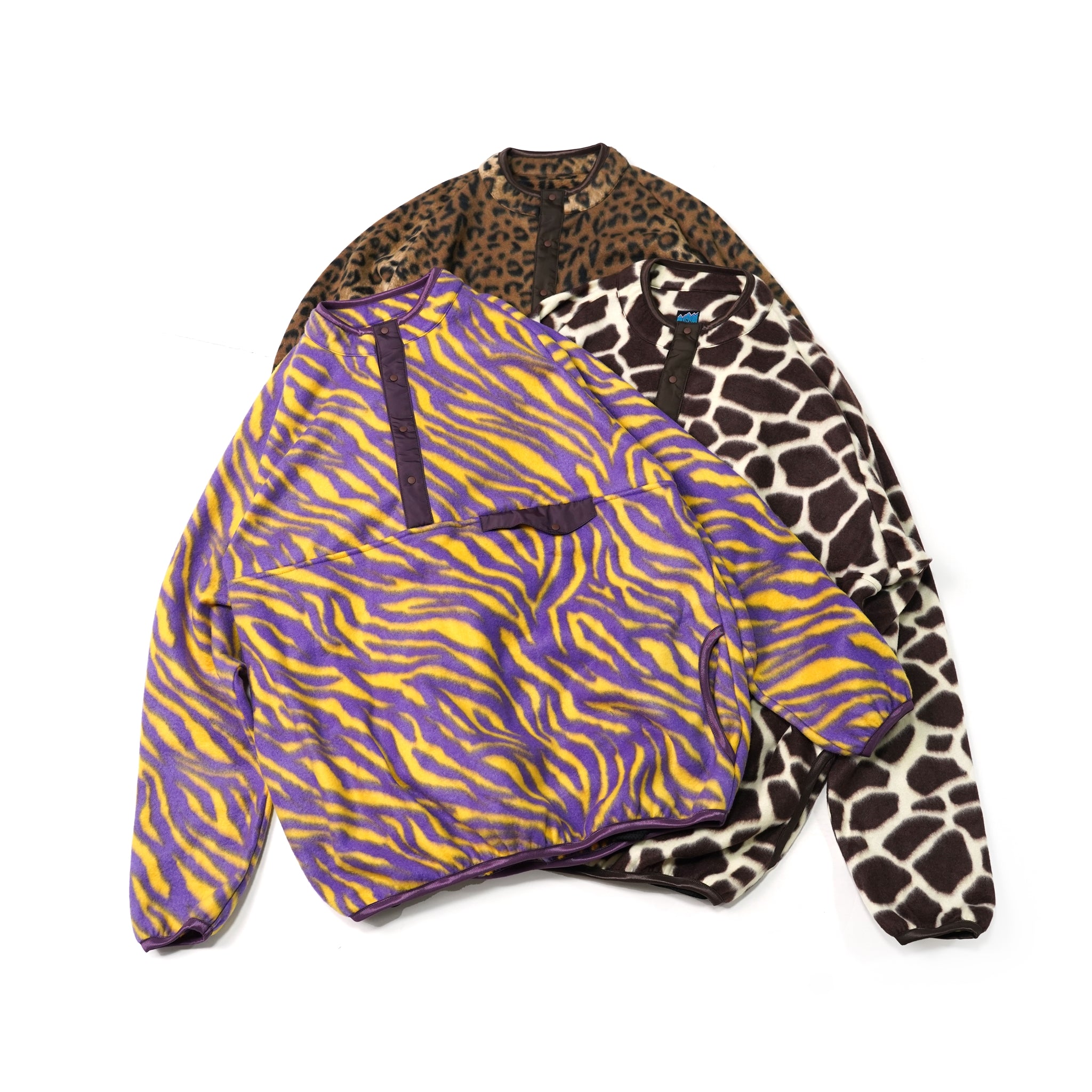 No:sn21f004 | Name:Printed Snap Raglan Tee | Color:Leopard/Geraffe/Zebra Purpul | Size:M/L【SUNNYSPORTS_サニースポーツ】【archive】