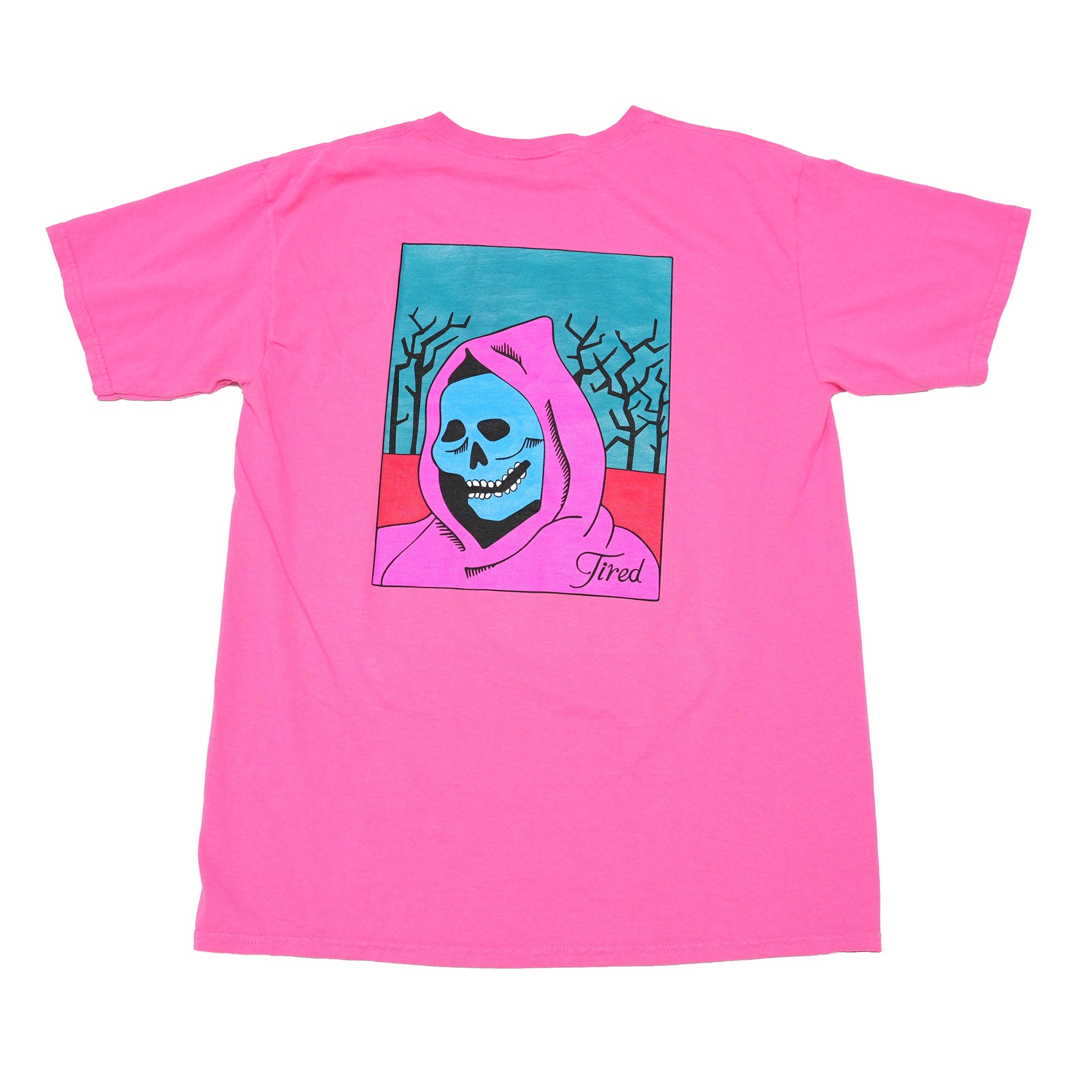 TS00175 | CREEPY SKULL SS TEE – Hot Pink | TIRED【ネコポス選択可能】