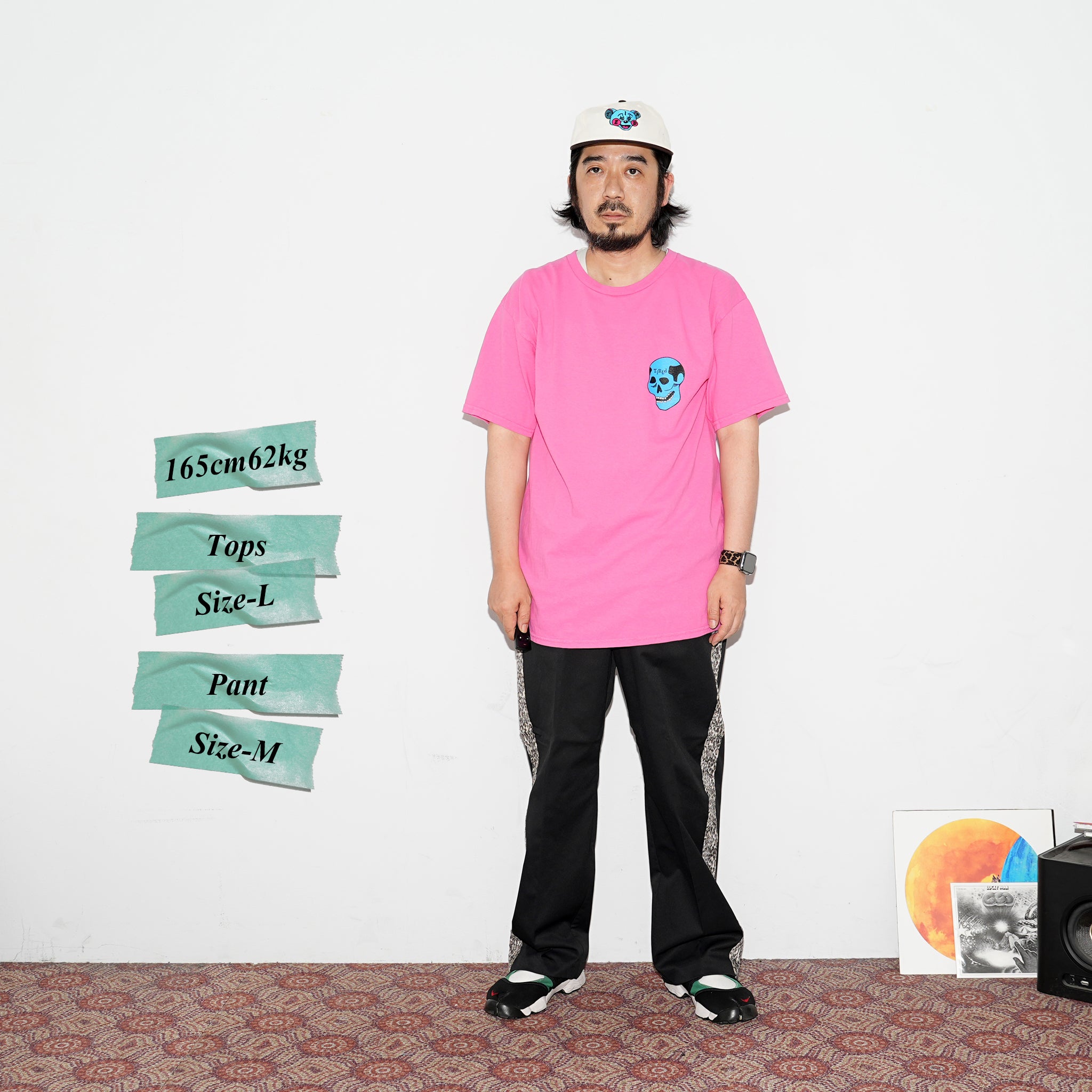TS00175 | CREEPY SKULL SS TEE – Hot Pink | TIRED【ネコポス選択可能】
