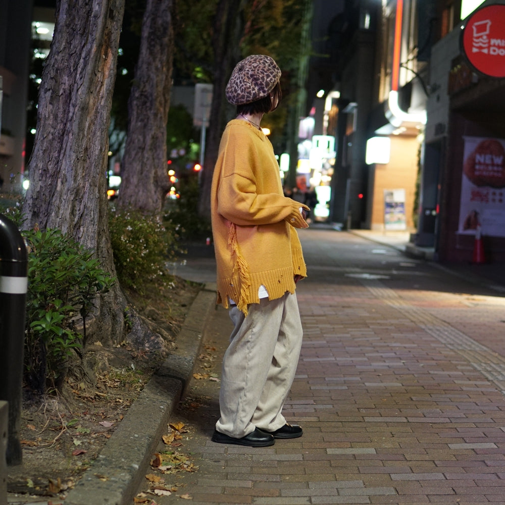 No:VOO-1070 D | Name:Fringe Crew(ダメージ) | Color:Mustard/Green/Black | Size:Queen/King【VOO_ヴォー】【archive】