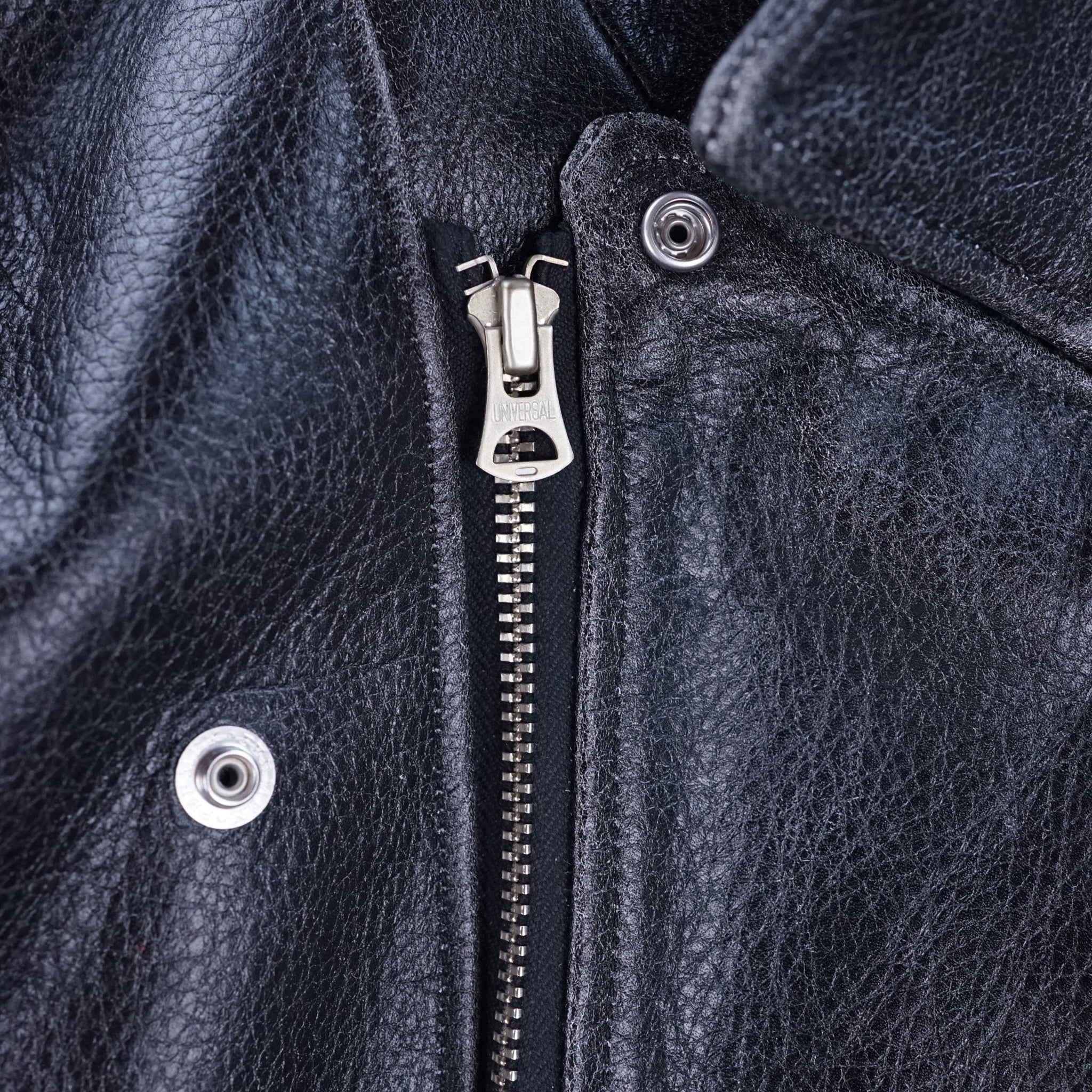 Crack leather double wide jacketBlack | VARDE77
