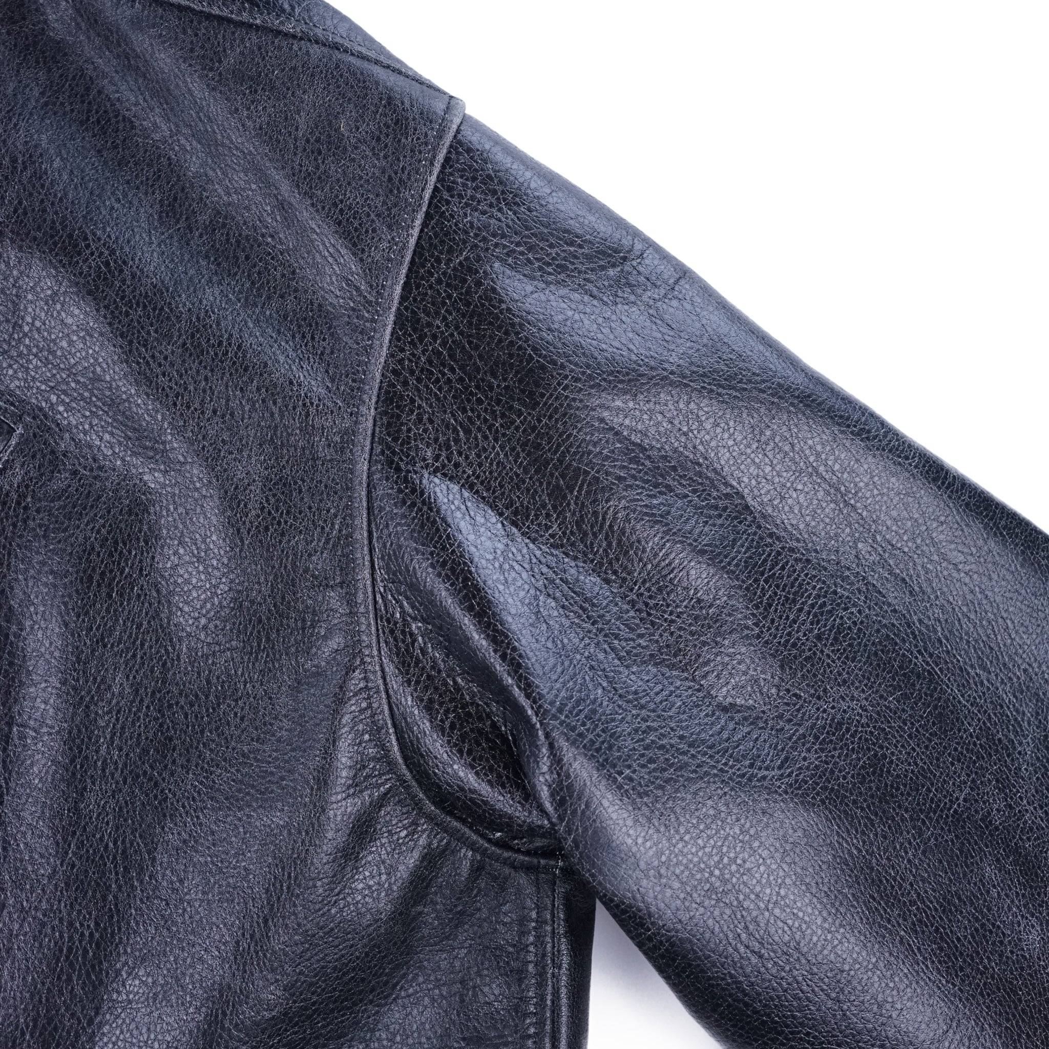 Crack leather double wide jacketBlack | VARDE77