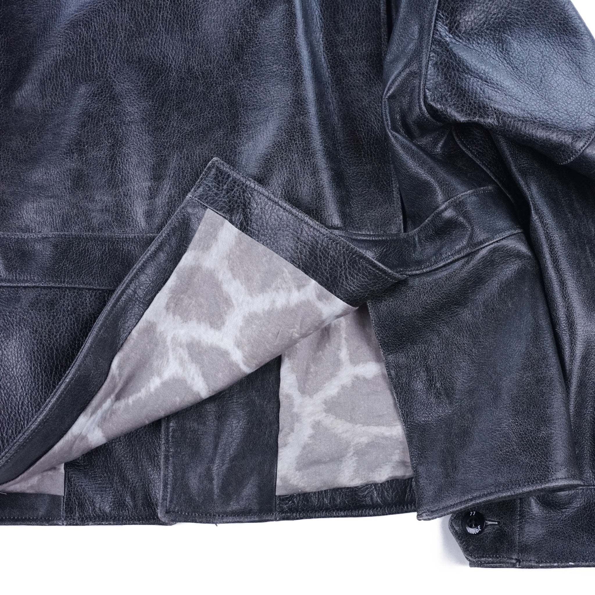 Crack leather double wide jacketBlack | VARDE77