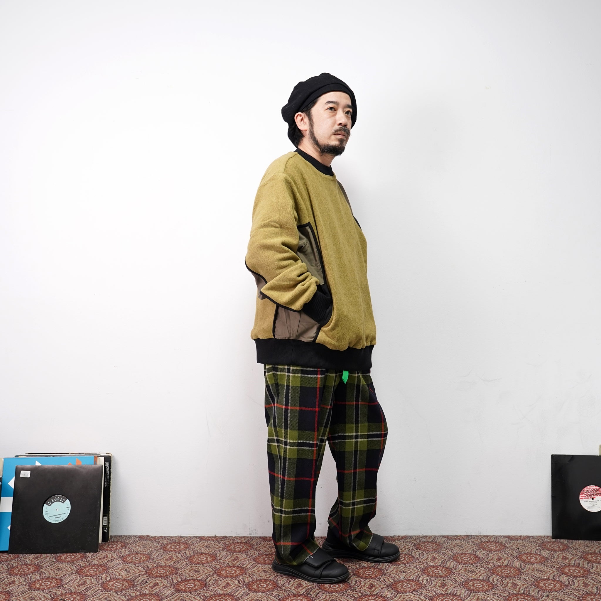 No:WDM11E0112A | Name:Shake Grain Fleece Patchwork Top | ColorMisty Green | Size:M/L【WEAVISM_ウィーヴィズム】【archive】