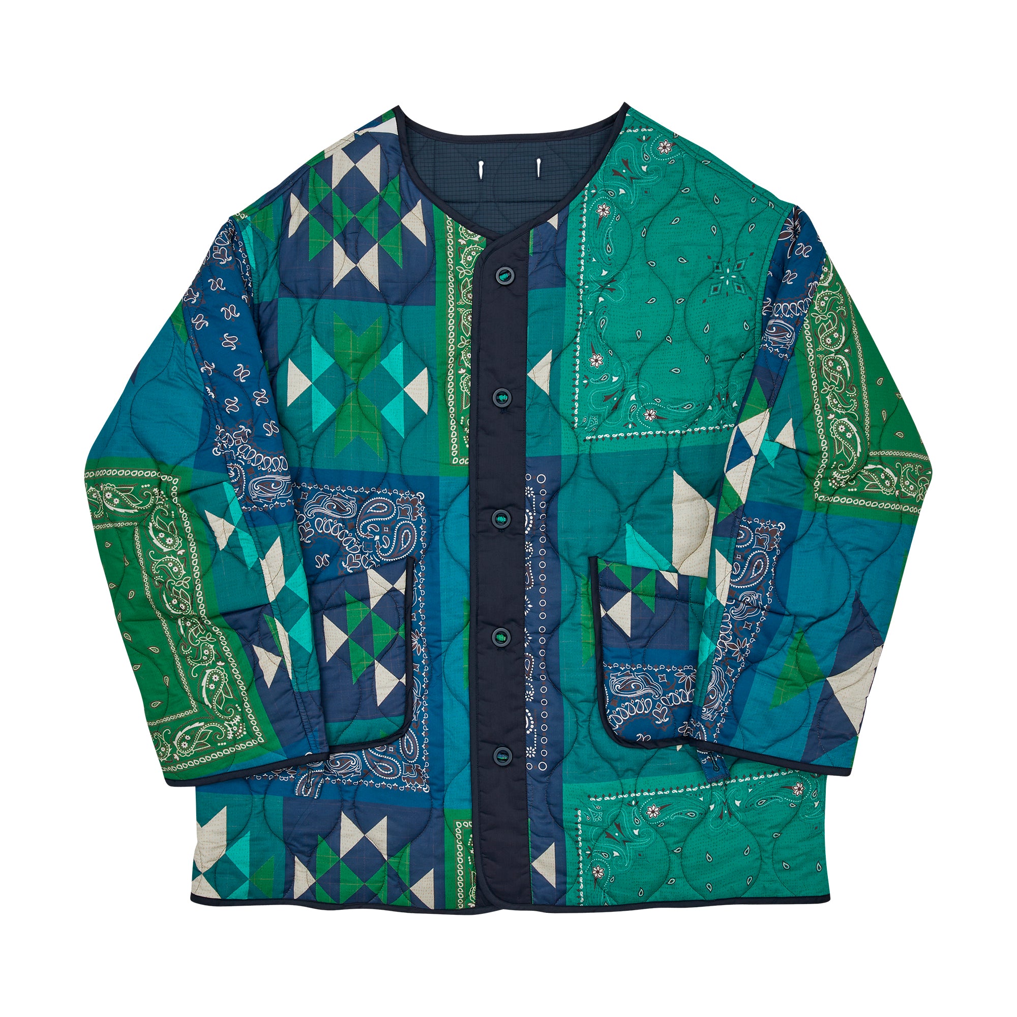 G63101_NV | REVERSIBLE QUILT LONG LINER JACKET-NV【GORT_ゴート】