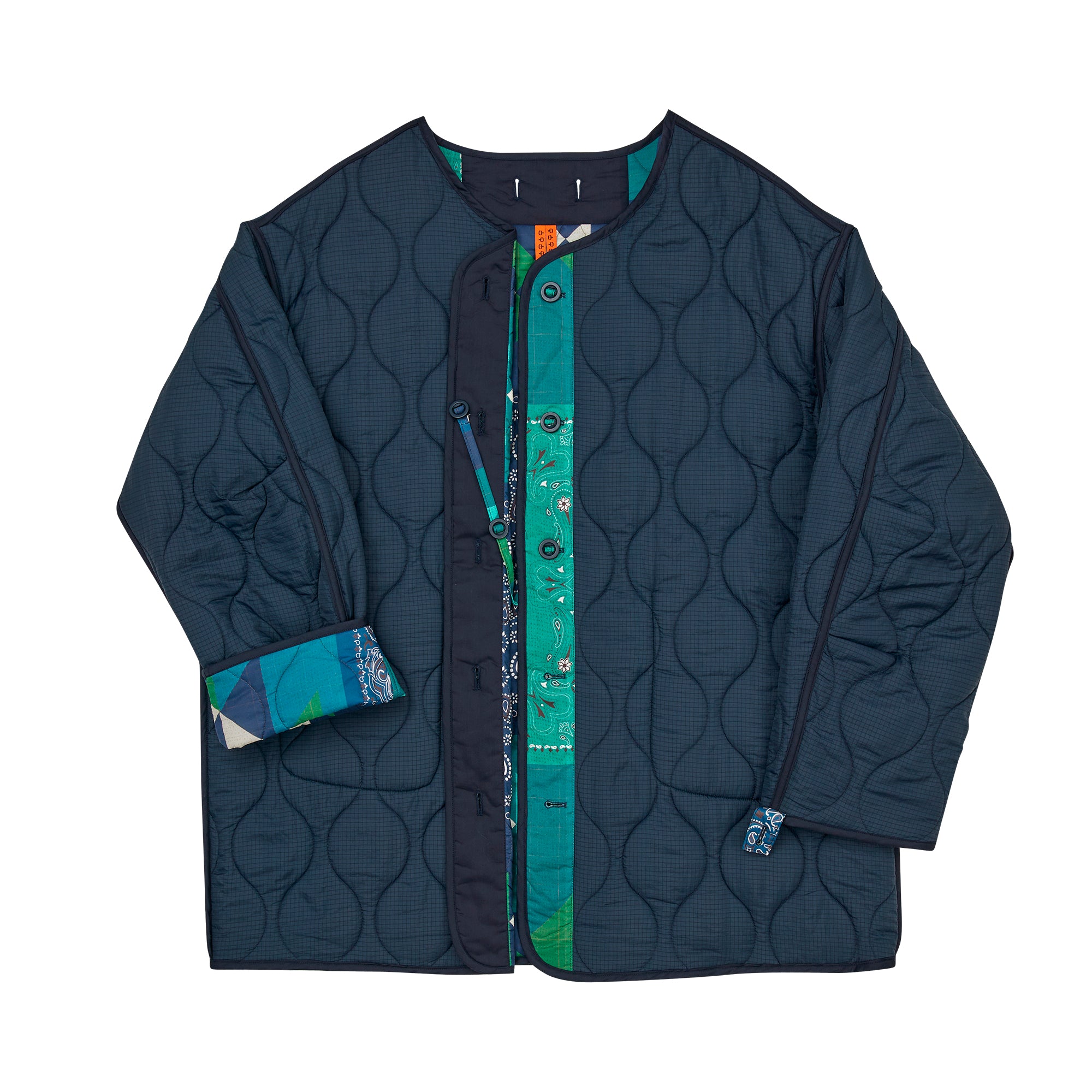 G63101_NV | REVERSIBLE QUILT LONG LINER JACKET-NV【GORT_ゴート】